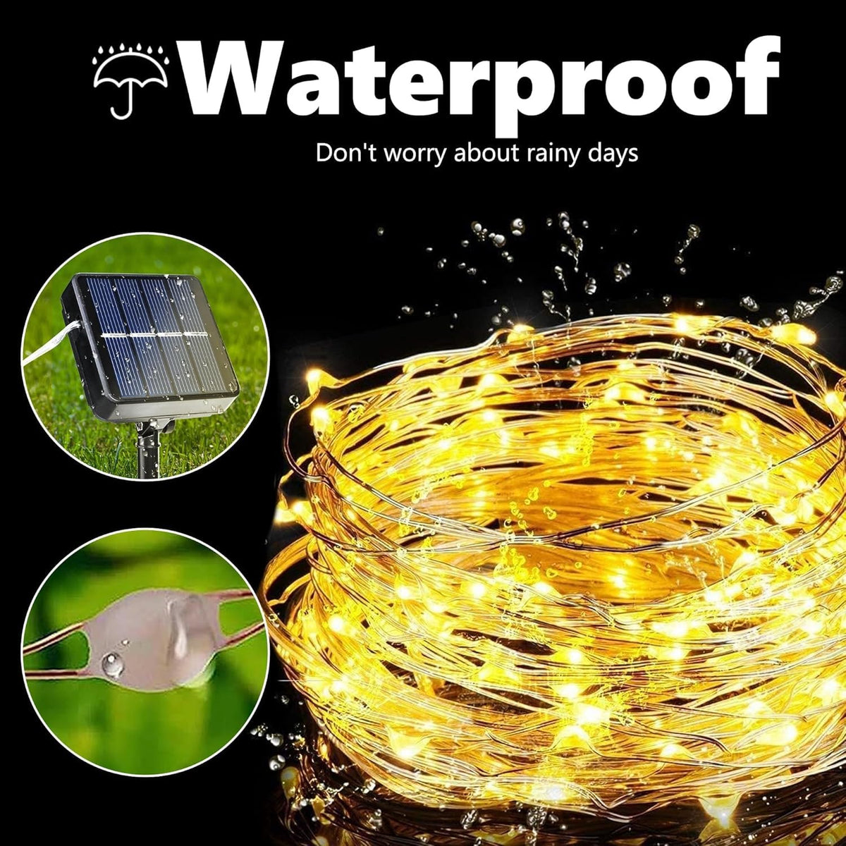 Lomotech Solar String Lights Outdoor - 2 Pack Total 66ft 200LED Solar Fairy Lights Waterproof 8 Modes Twinkle Lights for Outdoor, Patio, Garden, Yard, Party, Wedding, Tree Decoration (Warm White) 🍁 All In One Marketplace Canada