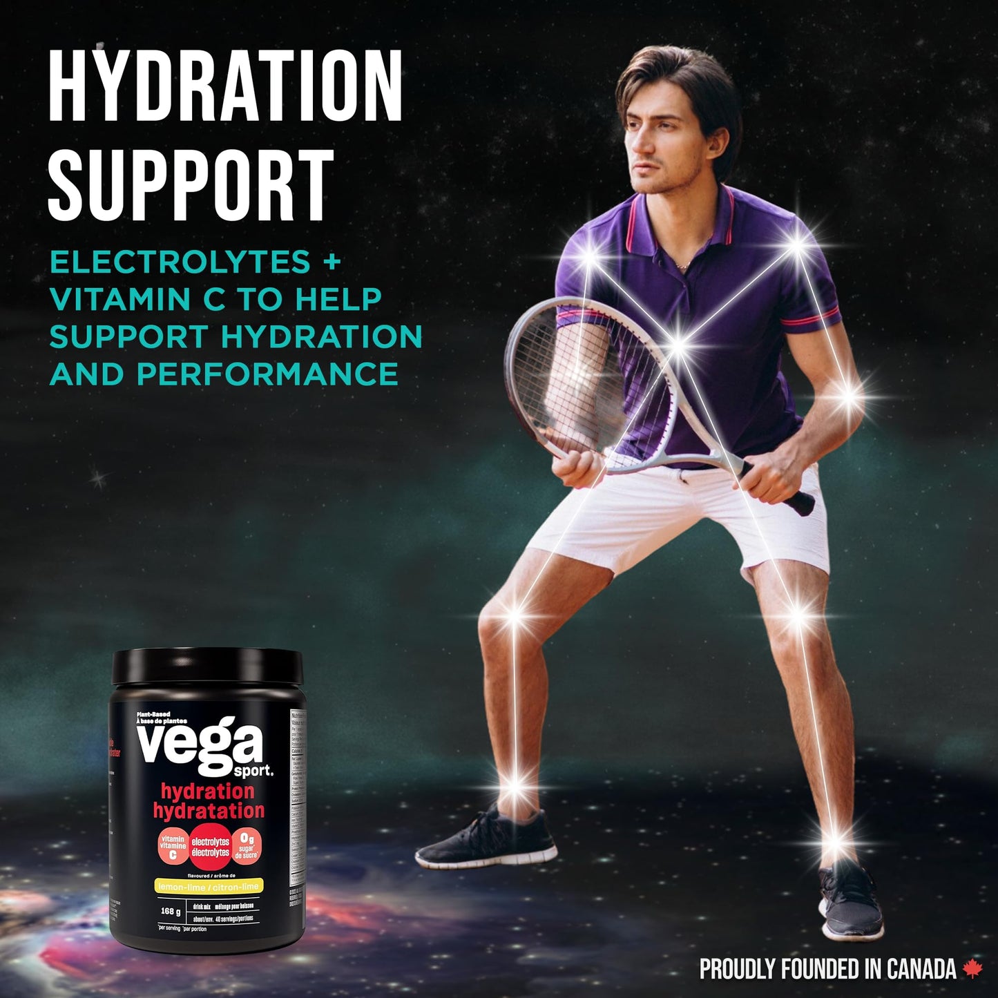 Vega Sport Hydration Electrolyte Powder, Plant Based for Fast Post Workout Hydration – Sugar-Free Lemon Lime, 40 Servings, 168 grams 🍁 All In One Marketplace Canada