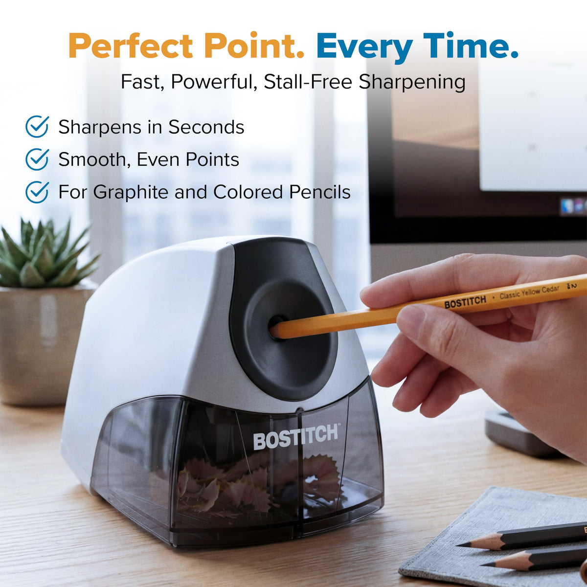Bostitch Office Personal Electric Pencil Sharpener, Powerful Stall-Free Motor, High Capacity Shavings Tray, Black (EPS4-BLKSLV) 🍁 All In One Marketplace Canada