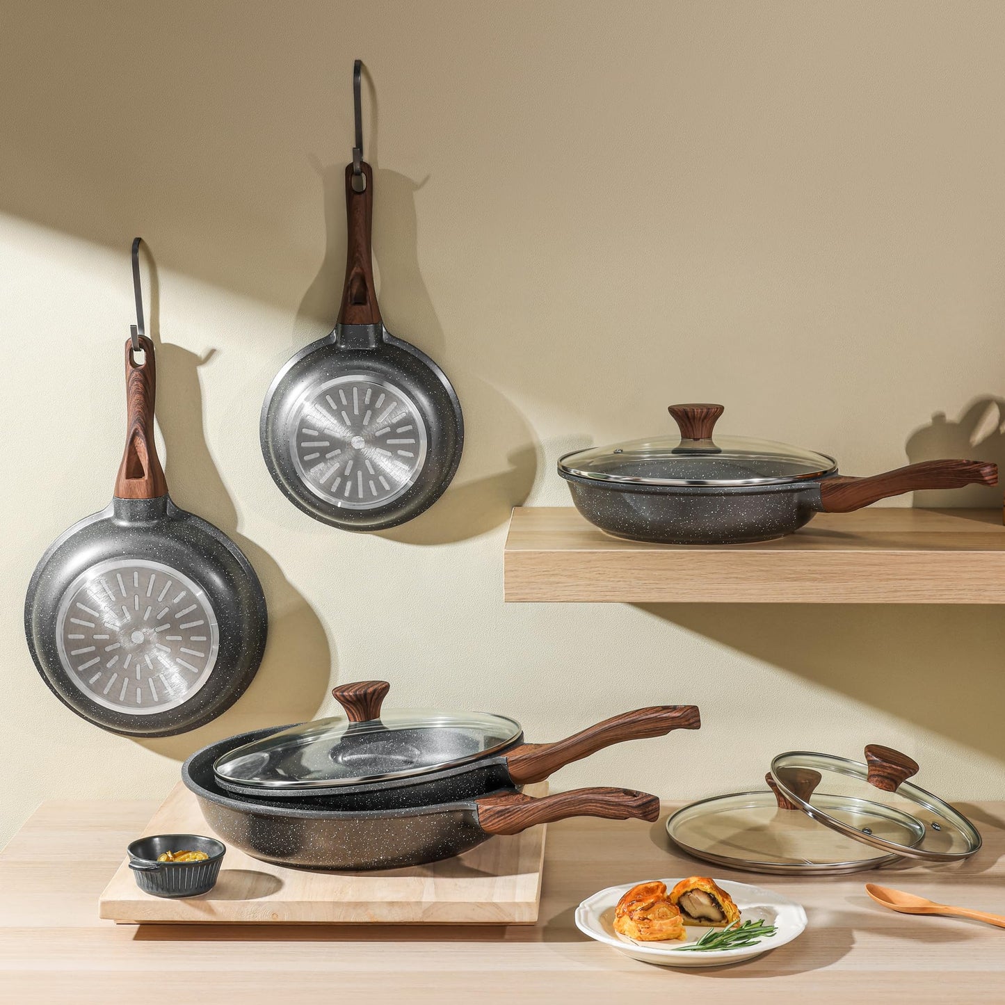 SENSARTE Nonstick Frying Pan Skillet, Swiss Granite Coating Omelette Pan, Healthy Stone Cookware Chef's Pan, PFOA Free (8/9.5/10/11/12.5 Inch) (8 Inch) 🍁 All In One Marketplace Canada