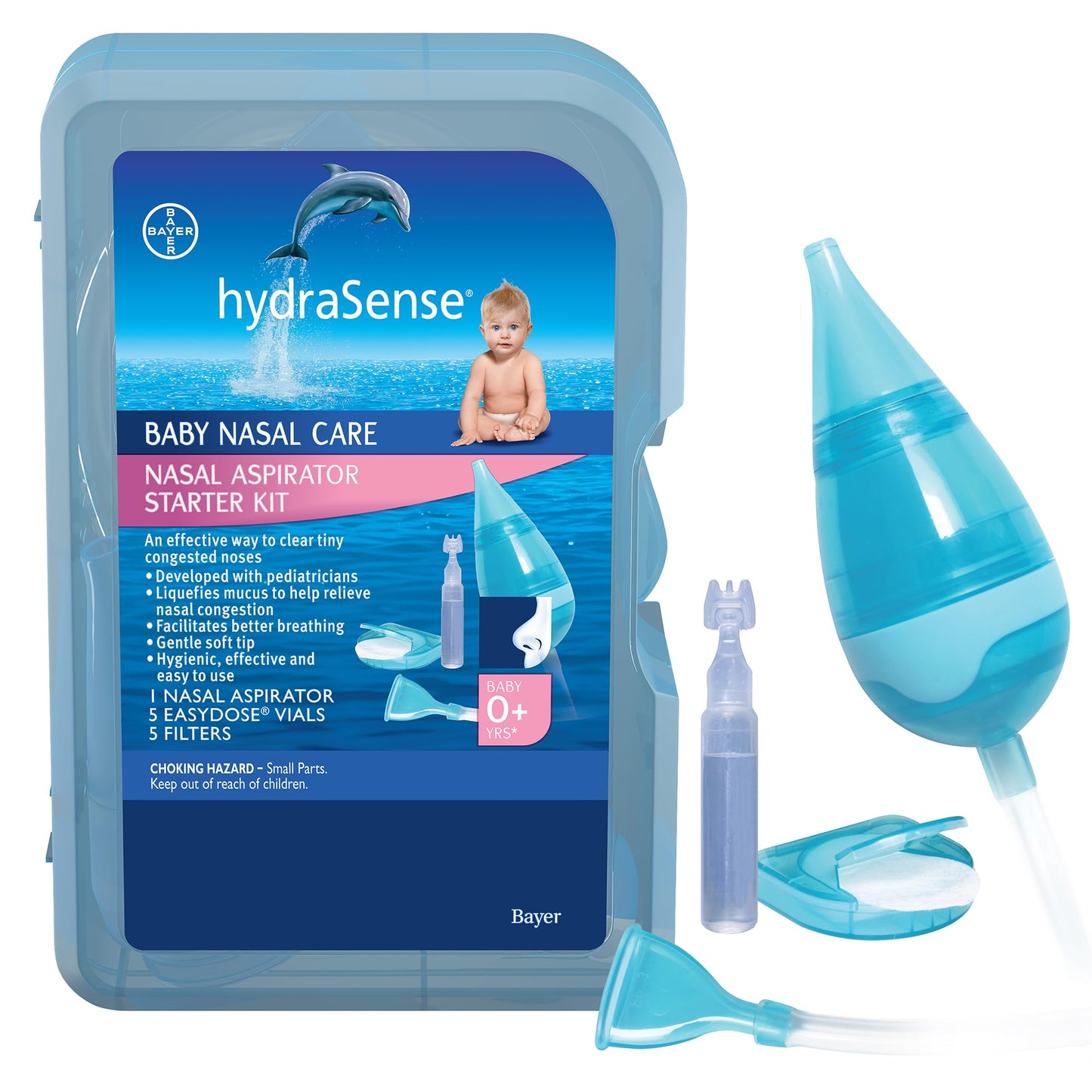 hydraSense Baby Nasal Aspirator, Baby Nasal Care, Gently Relieves Congestion in Babies, Non-medicated, With 100% Natural Source Seawater, Preservative-Free, 1 Kit 🍁 All In One Marketplace Canada