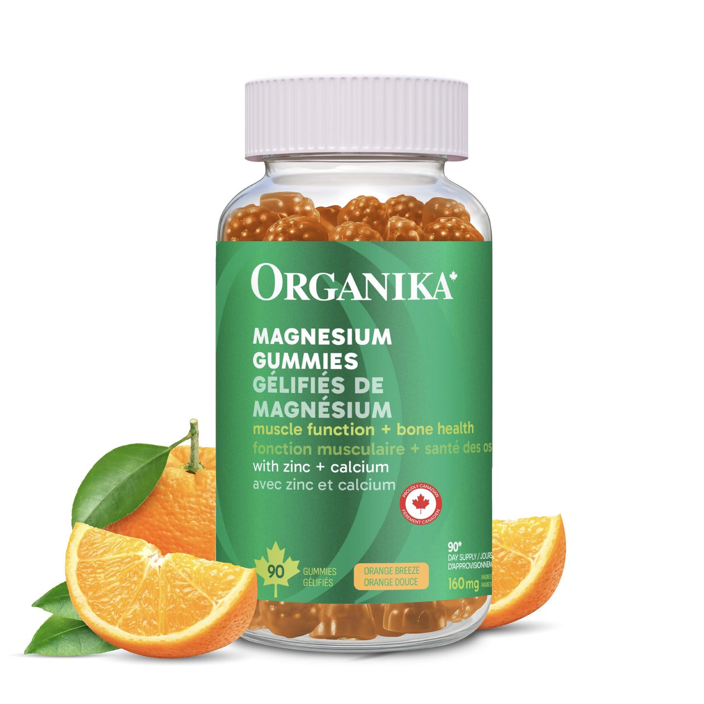 Organika Magnesium Gummies with Zinc & Calcium – Muscle Function, Bone & Heart Health Support, Stress & Energy Metabolism – Easy to Chew, Natural Orange Flavour - 90 gummies 🍁 All In One Marketplace Canada