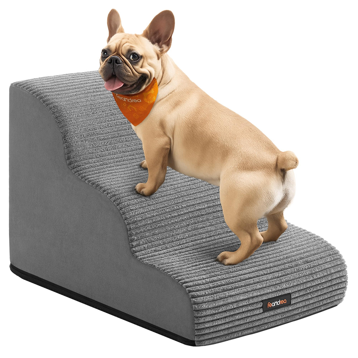 Feandrea 3-Step Dog Stairs, Dog Steps for Bed, Sofa, Waterproof Pet Stairs with Anti-Slip Designs, Gentle Slope, Removable Washable Cover, Handle, Dove Grey UPPS003G01 🍁 All In One Marketplace Canada