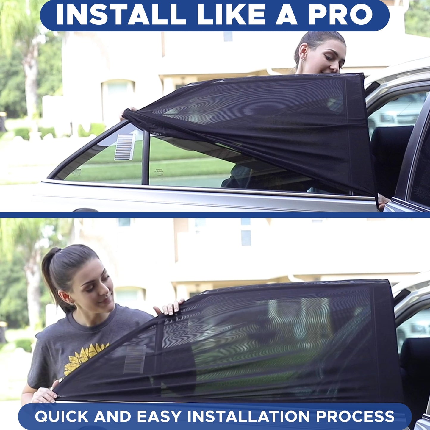 EcoNour Baby Car Window Shades for Side Windows (Pack of 2) | Sun Shade for Car Heat and UV Protection | Mosquito Net Baby Car Sun Shade | Rear Side Window Sunshade for Car (Large 38"x21") 🍁 All In One Marketplace Canada