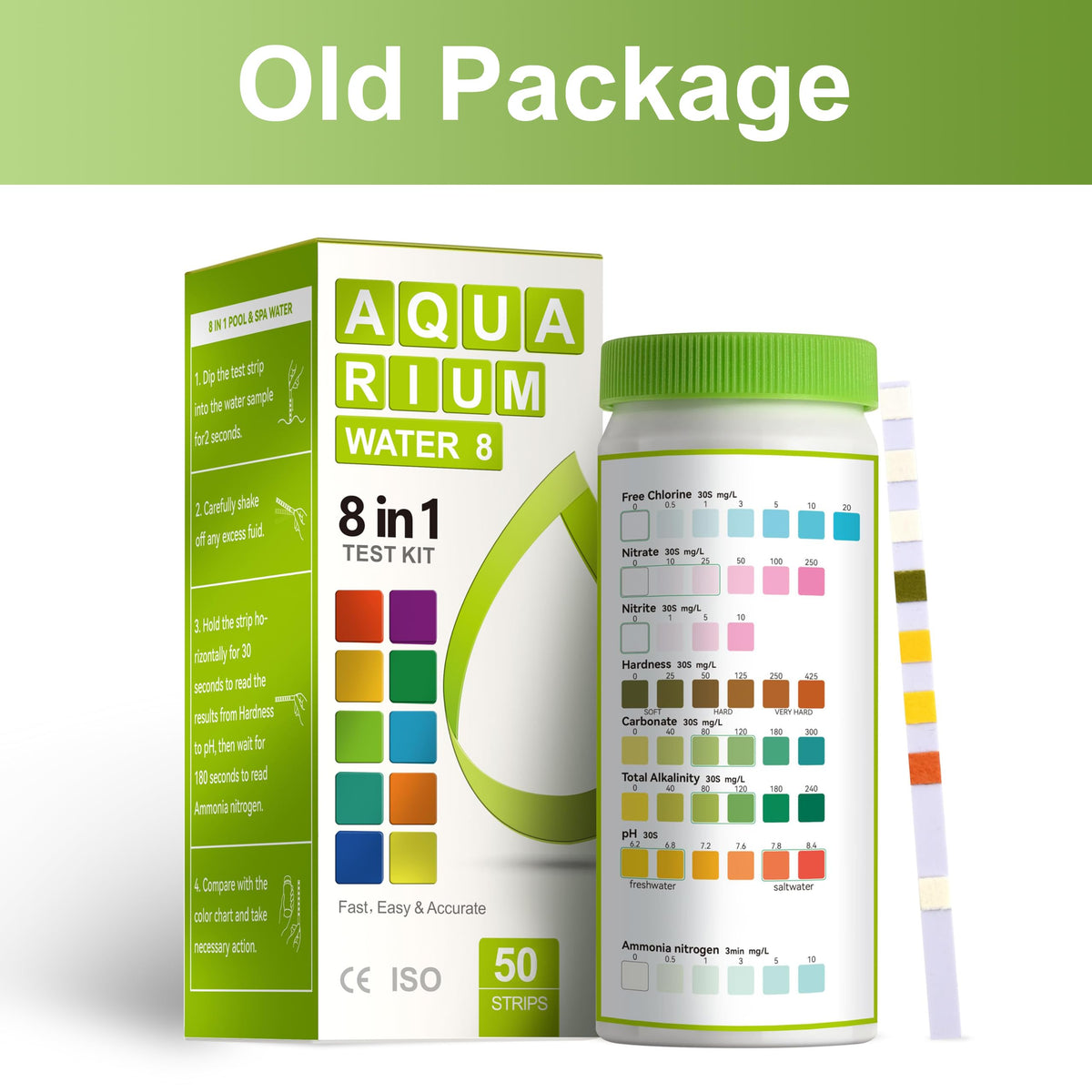 AAwipes Aquarium Ammonia Test Strips 8-in-1 | 50 Strips | Quick & Accurate Water Testing for Freshwater & Saltwater Tanks -Test pH, Carbonate, Alkalinity, Hardness, Chlorine, Nitrite, etc. (K02-50) 🍁 All In One Marketplace Canada