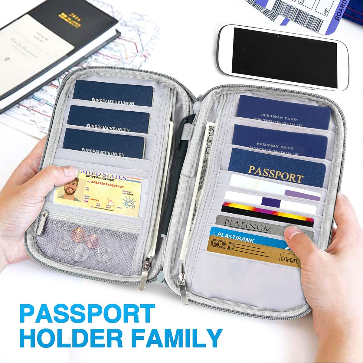 Passport Holder Family, Women RFID Blocking Passport Wallet, Travel Document Organizer for Wallets, Waterproof Passport Holders Bag for Men Traveling, Credit Cards Case 🍁 All In One Marketplace Canada