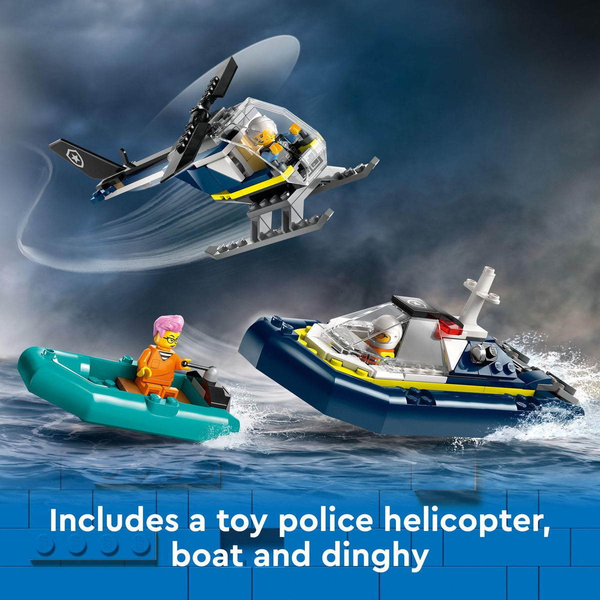 LEGO City Police Prison Island Toy Building Set, Birthday Gift for Boys and Girls Ages 7 Plus, Imaginative Play, Helicopter Toy, Boat Toy and Dinghy, 7 Minifigures with Dog and Shark Toy, 60419 🍁 All In One Marketplace Canada