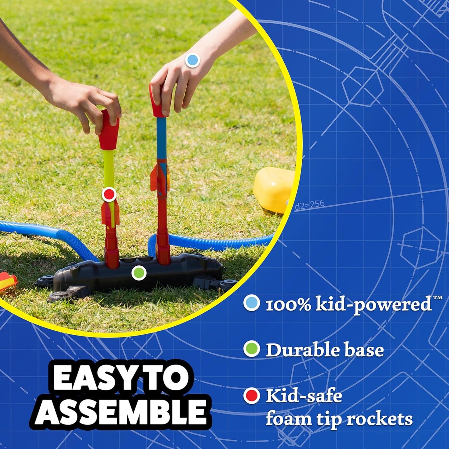 The Original Stomp Rocket Dueling Rockets Launcher, 4 Rockets and Toy Rocket Launcher - Outdoor Rocket STEM Gift for Boys and Girls Ages 6 Years and Up - Great for Outdoor Play 🍁 All In One Marketplace Canada