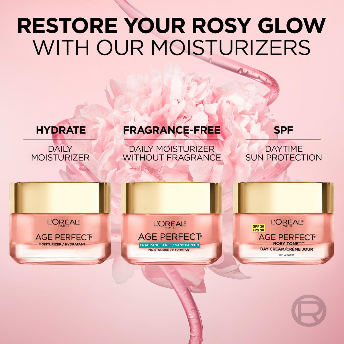 L’Oréal Paris Age Perfect Rosy Tone SPF 30 Moisturizer, with Imperial Peony Extract, For Mature Skin, Skincare, 50 ml 🍁 All In One Marketplace Canada