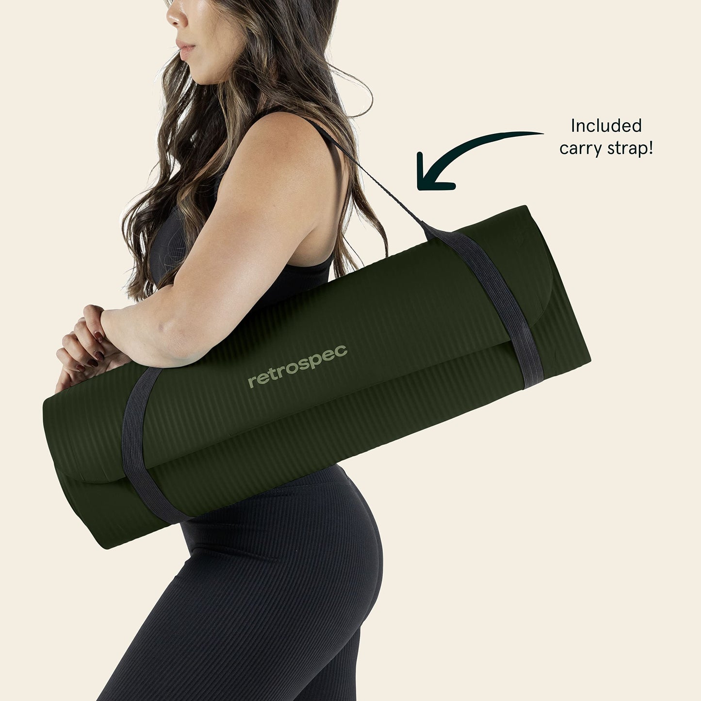 Retrospec Solana Yoga Mat 1/2" Thick w/Nylon Strap for Men & Women - Non Slip Excercise Mat for Yoga, Pilates, Stretching, Floor & Fitness Workouts, Wild Spruce 🍁 All In One Marketplace Canada