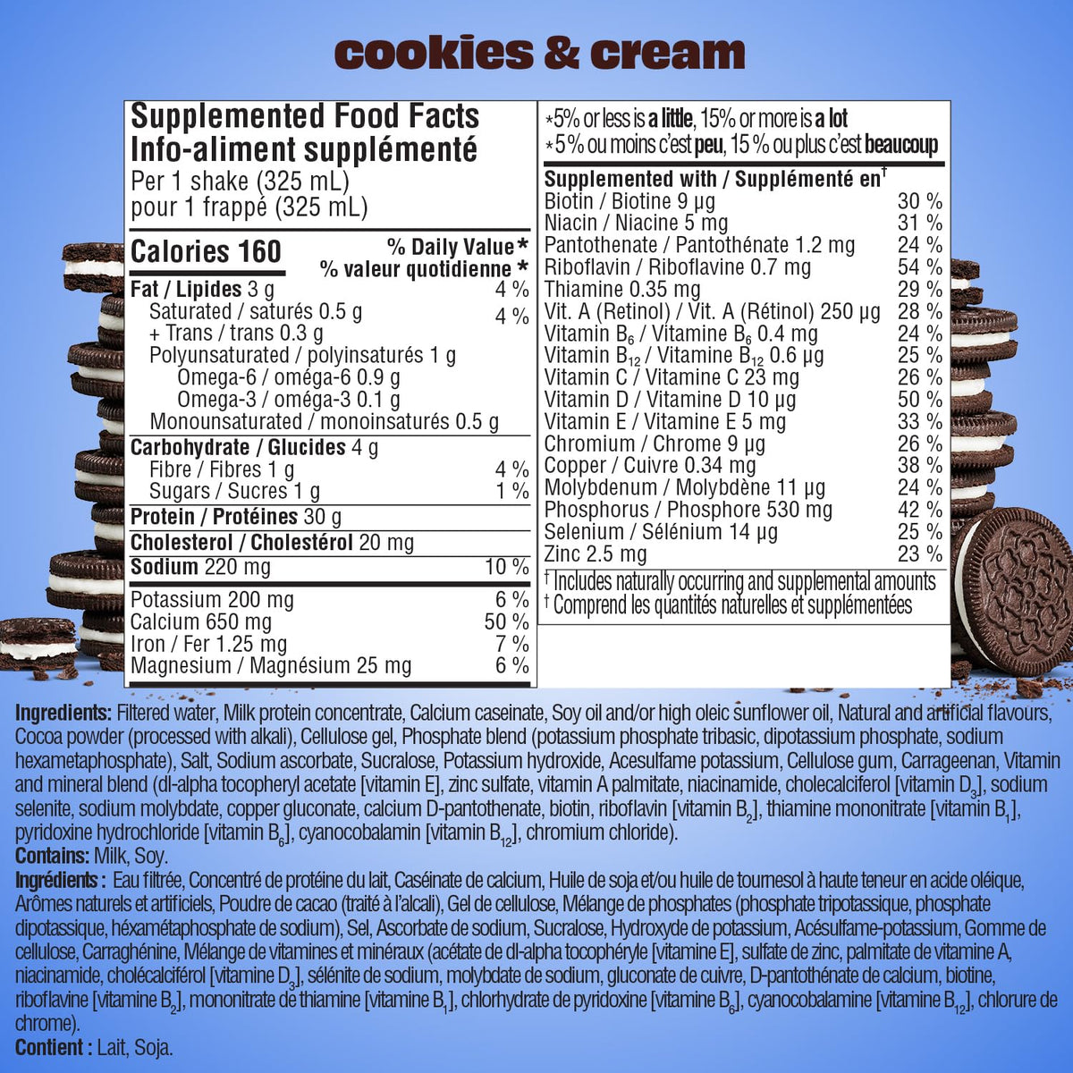 Premier Protein Shake, Cookies & Cream, 30g Protein, 1g Sugar, 11 fl oz Pack of 10 🍁 All In One Marketplace Canada