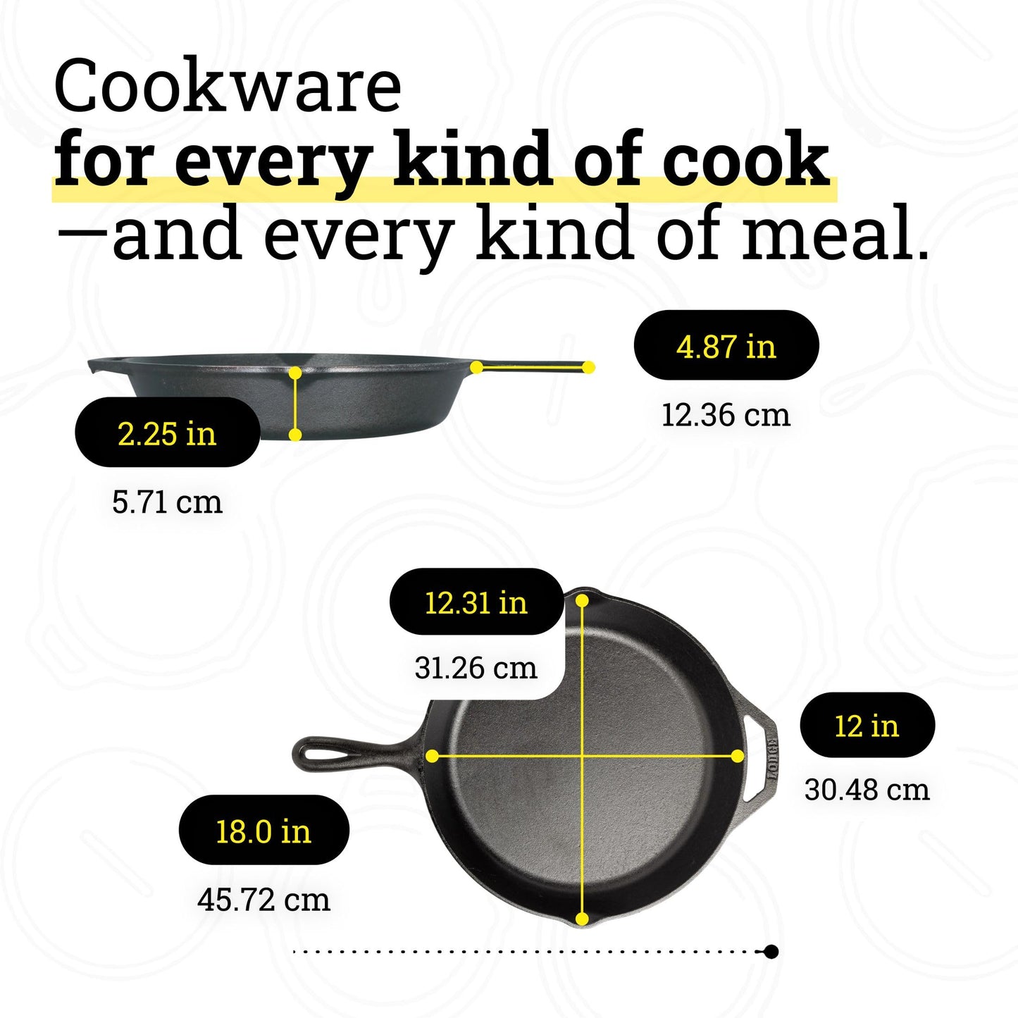 LODGE MFG L10SK3 Lodge Logic, 12" Diameter, 2" Deep, Pre-Seasoned Cast Iron Skillet, black 🍁 All In One Marketplace Canada