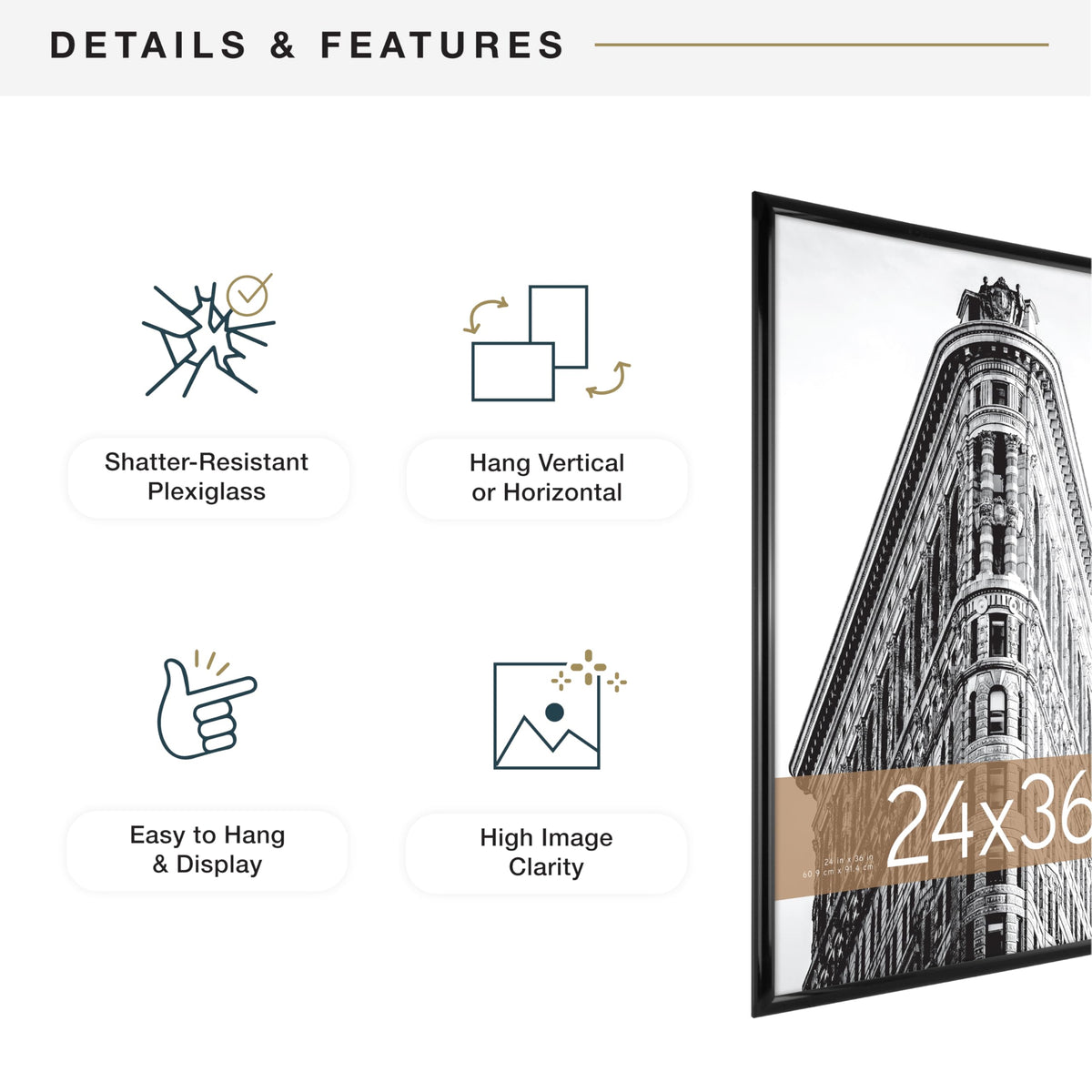 MCS 65549 Trendsetter Poster Frame, 24 by 36-Inch, Black 🍁 All In One Marketplace Canada