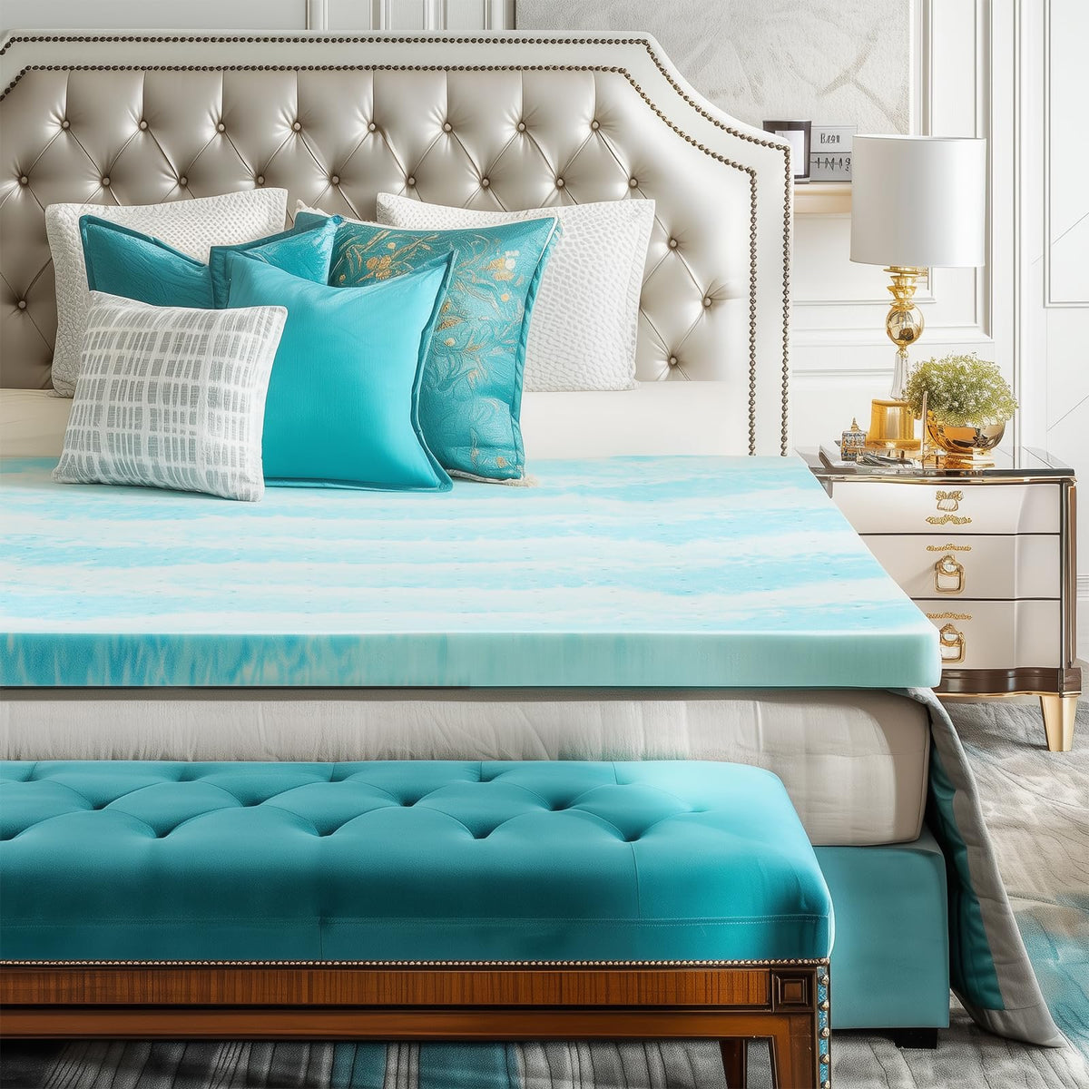 Sweetcrispy 3 Inch Twin Memory Foam Mattress Topper, Blue 🍁 All In One Marketplace Canada