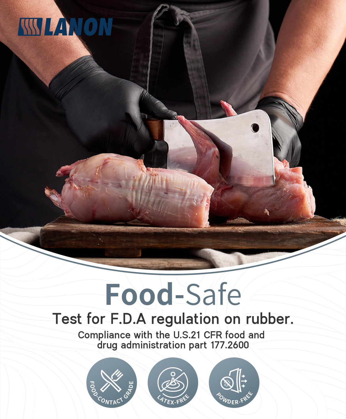 LANON Food Safe Disposable Black Nitrile Gloves, Latex-Free, Powder-Free, Silicone-Free, Textured Fingertips, Cooking, Large 🍁 All In One Marketplace Canada