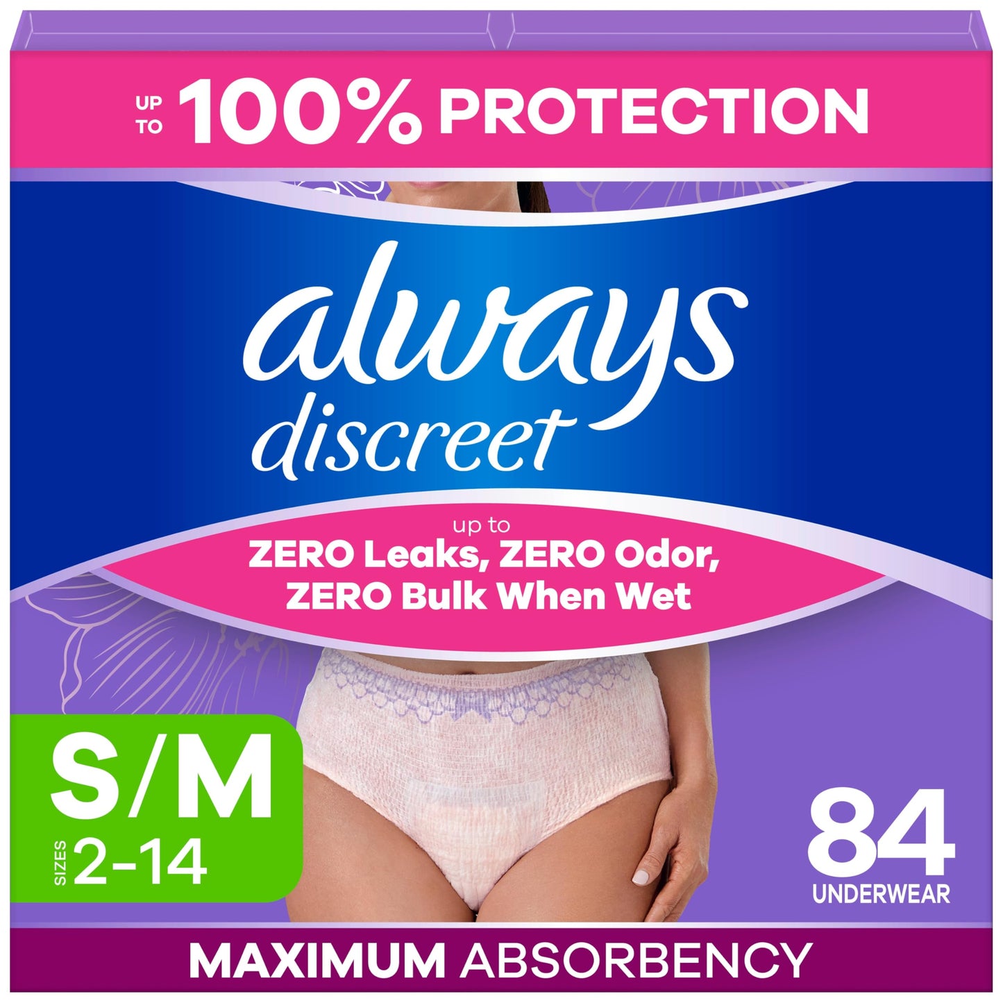 Always Discreet, Adult Diapers for Women, Maximum Incontinence and Postpartum Underwear S/M, 84 Count 🍁 All In One Marketplace Canada