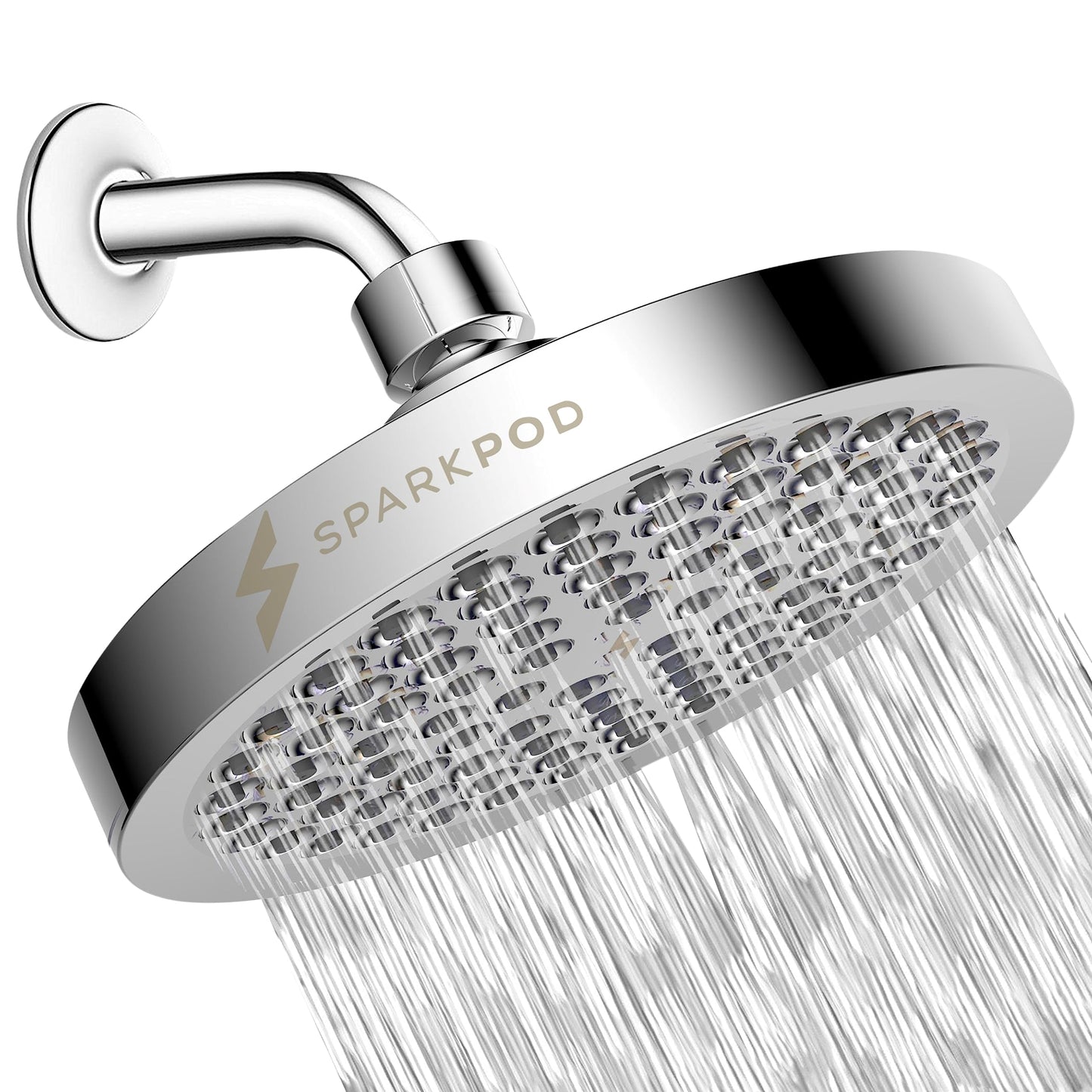 SparkPod Shower Head - High Pressure Rain - Premium Quality Luxury Design - 1-Min Install - Easy Clean Adjustable Replacement for Your Bathroom Shower Heads (Luxury Polished Chrome, 6 Inch Round) 🍁 All In One Marketplace Canada