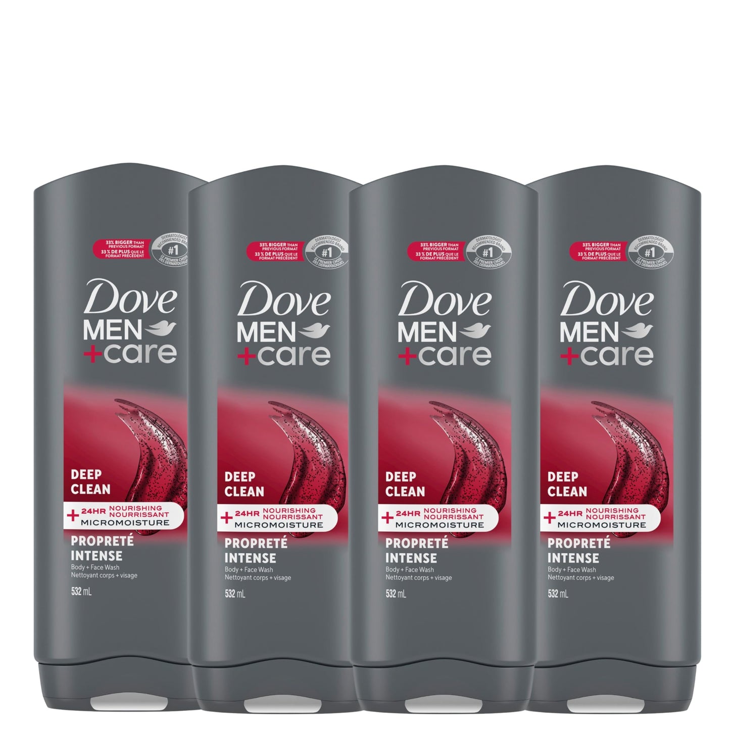 Dove Men+Care Body and Face Wash with 24-hour Nourishing Micromoisture, Deep Clean, Men's Body Wash, 532mL (Pack of 4) 🍁 All In One Marketplace Canada