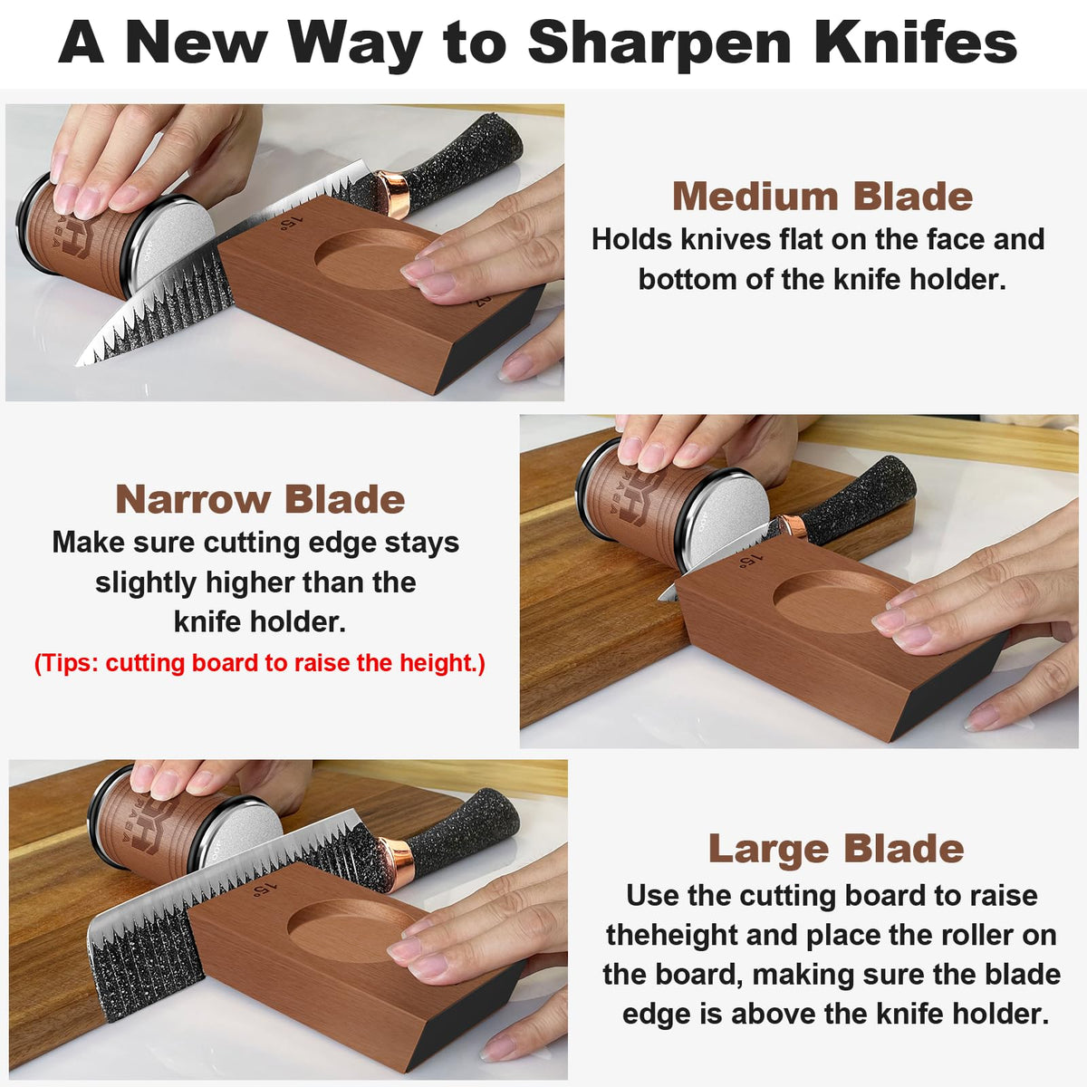 Abardi Rolling Knife Sharpener, Knife Sharpening with Diamonds Made Easy, Knife Sharpeners Kit with 15 & 20 Degree Magnetic Angle, Kitchen Gadgets Birthday Gifts for Men Dad Husband Fathers (Walnut) ﻿ 🍁 All In One Marketplace Canada