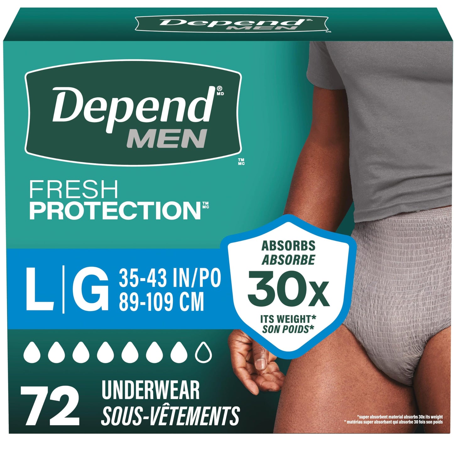 Depend Fresh Protection Adult Incontinence Underwear for Men (Formerly Depend Fit-Flex), Disposable, Maximum, Large, Grey, 72 Count (2 Packs of 36) 🍁 All In One Marketplace Canada