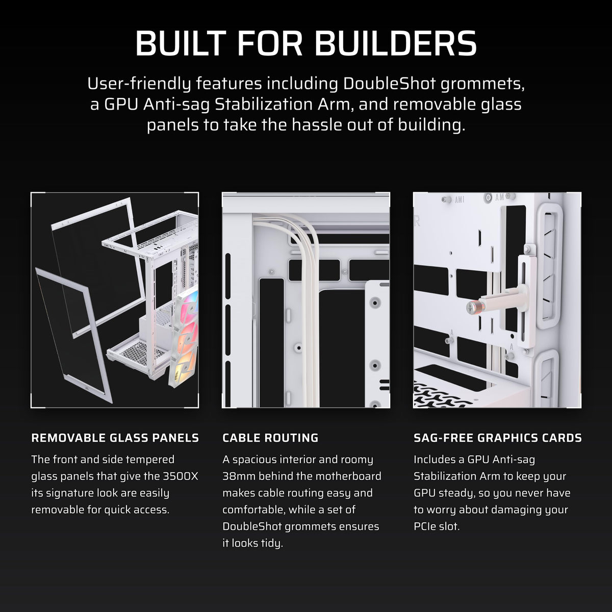 CORSAIR 3500X RS-R ARGB Mid-Tower PC Case – 3X Pre-Installed RS120-R ARGB Fans, GPU Anti-Sag Arm, Fits up to 10x 120mm Fans, Reverse Connection Motherboard Compatible – White 🍁 All In One Marketplace Canada