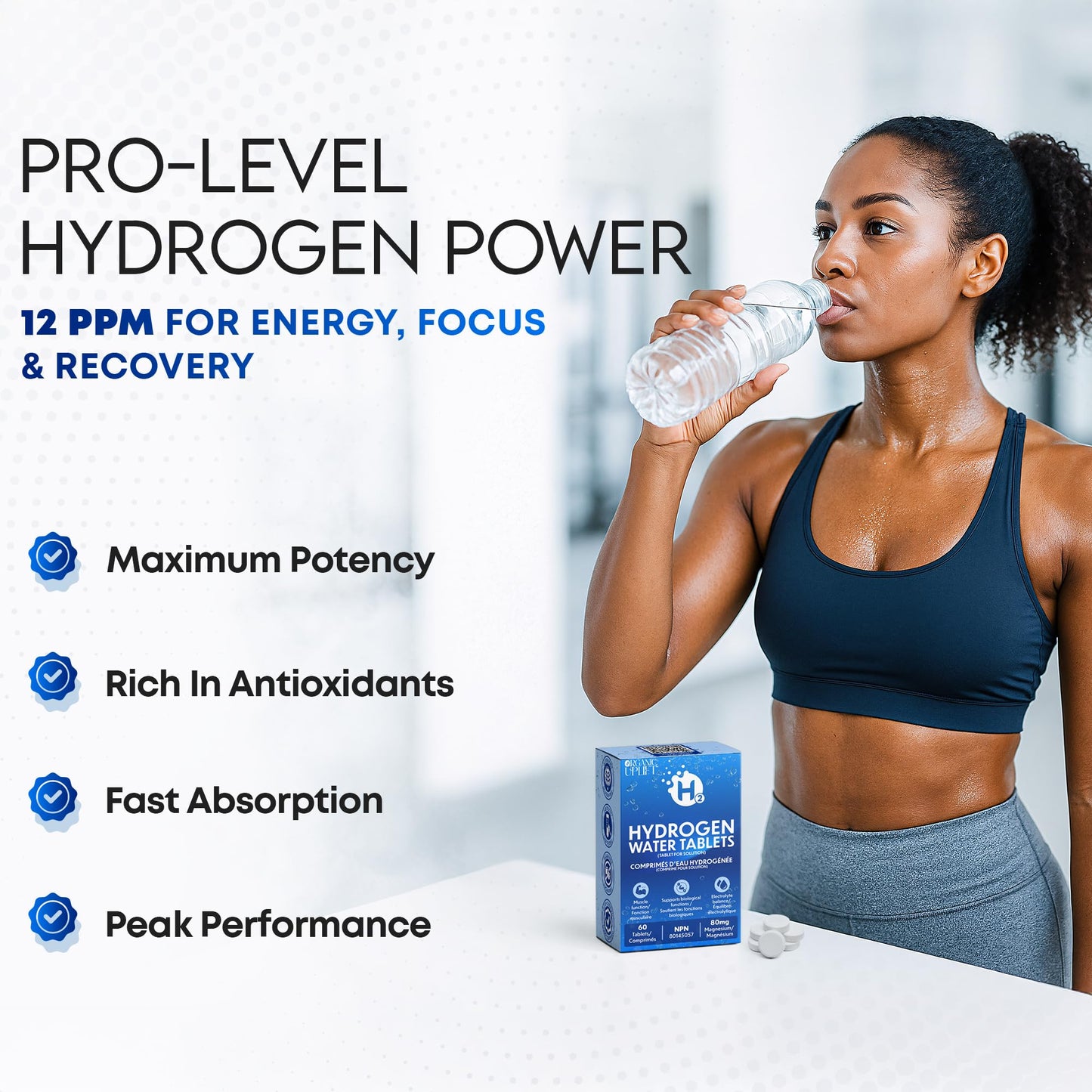 60 Ct Hydrogen Water Tablets – Magnesium Tablets for Energy, Hydration & Muscle Function –Support Recovery, Fatigue and Mental Clarity. Lab Tested 🍁 All In One Marketplace Canada