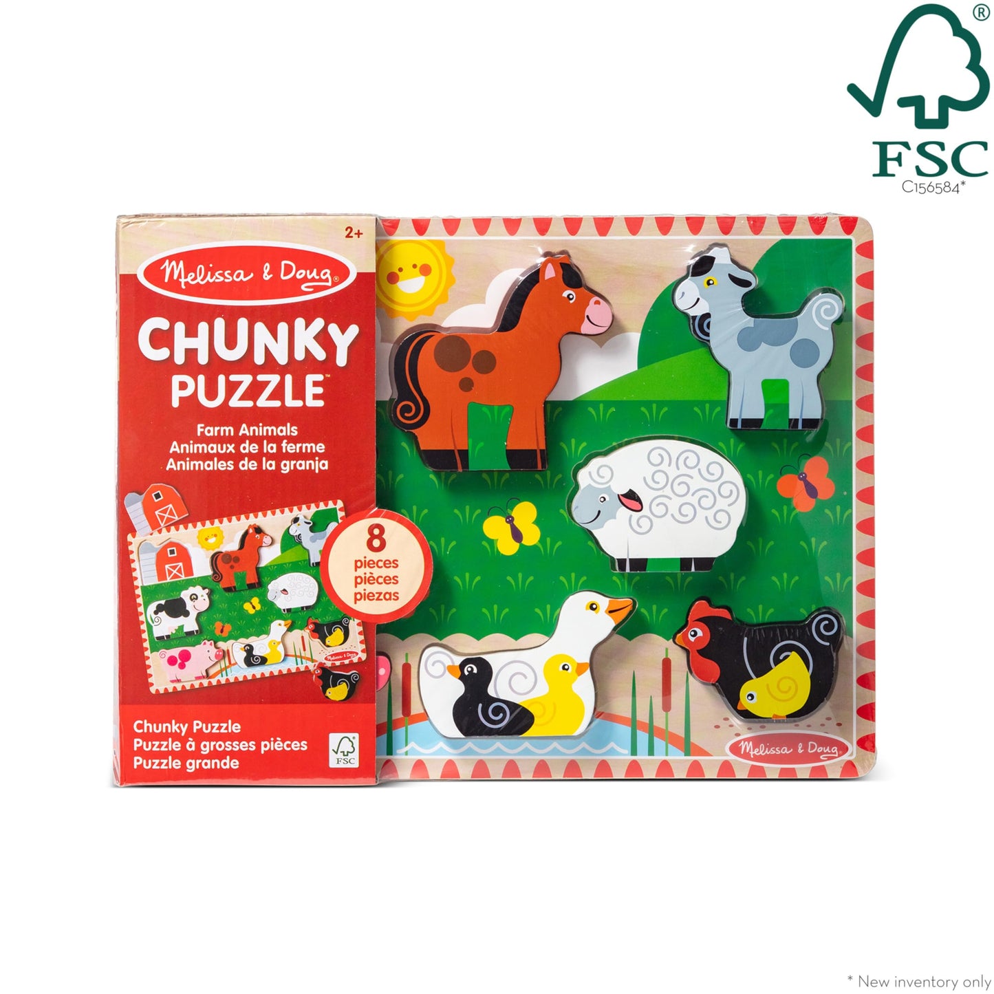 Melissa & Doug Farm Animals Wooden Chunky Puzzle 8-Piece Set 🍁 All In One Marketplace Canada