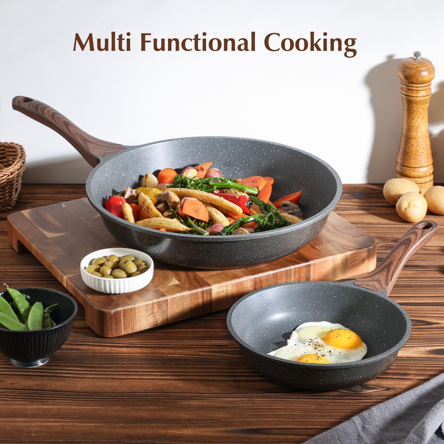 SENSARTE Nonstick Frying Pan Skillet, Swiss Granite Coating Omelette Pan, Healthy Stone Cookware Chef's Pan, PFOA Free (8/9.5/10/11/12.5 Inch) (9.5 Inch) 🍁 All In One Marketplace Canada