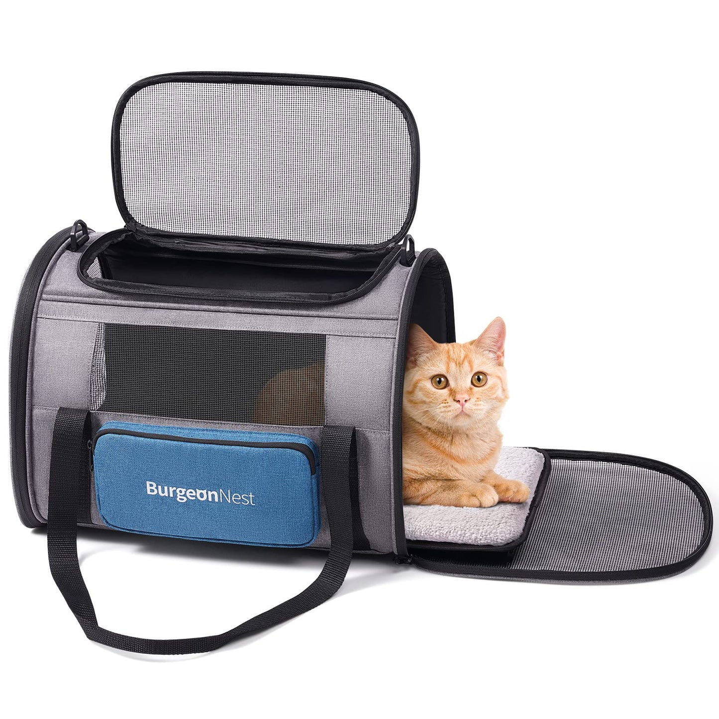 BurgeonNest Cat Carriers for Medium Cats Under 25 lbs, Pet Carrier for Cats with Unique Side Bag,Top Load Small Pet Carrier Soft-Sided Escape Proof with 4 Ventilated Windows 🍁 All In One Marketplace Canada