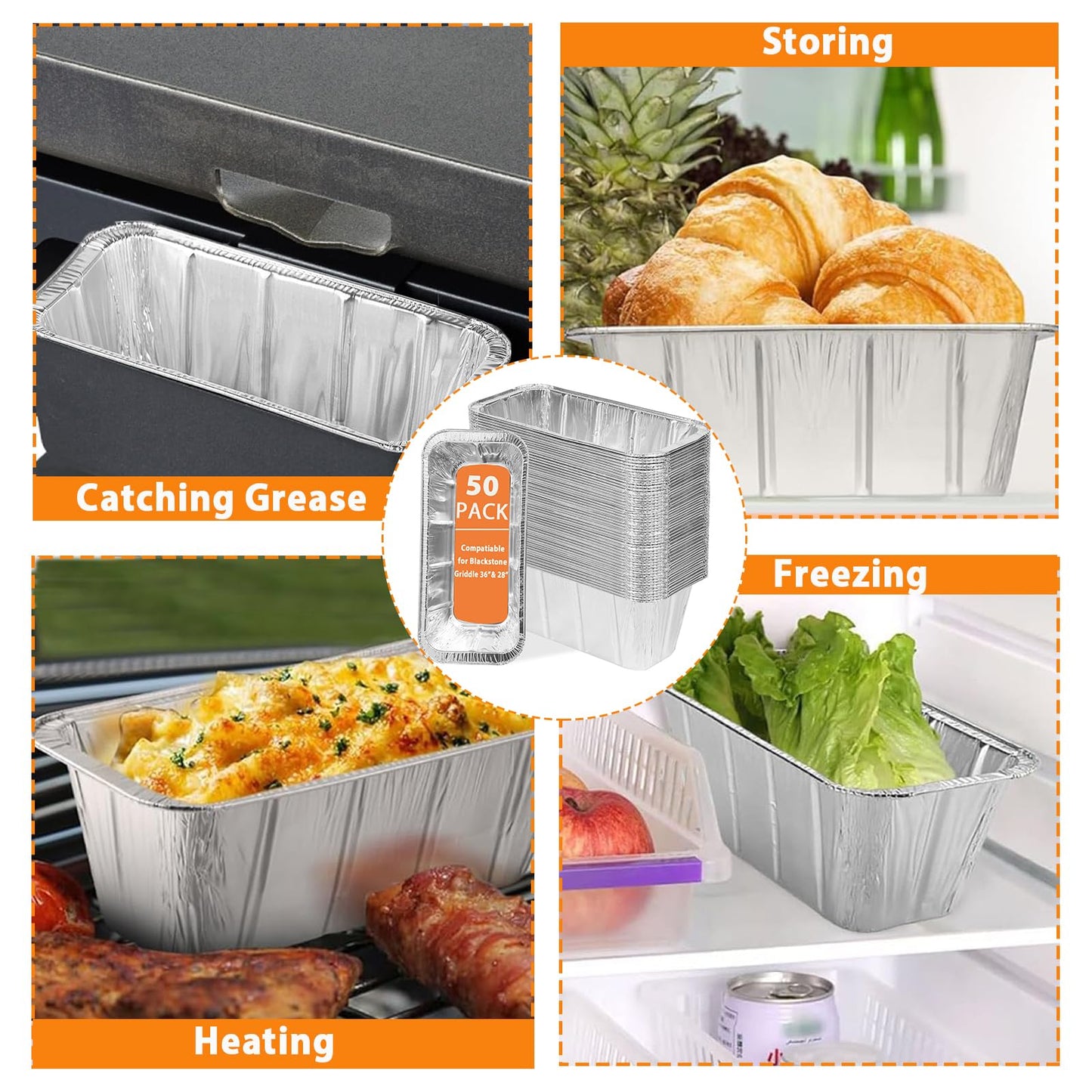 50 Pack Drip Pan Liners for Blackstone Griddle 36" 30" 28" 22" 17", a Cleaning Brush, Aluminum Disposable Grease Drip Cup Liners, Grease Catcher Trays,Griddle Accessories for Outdoor Cooking 🍁 All In One Marketplace Canada