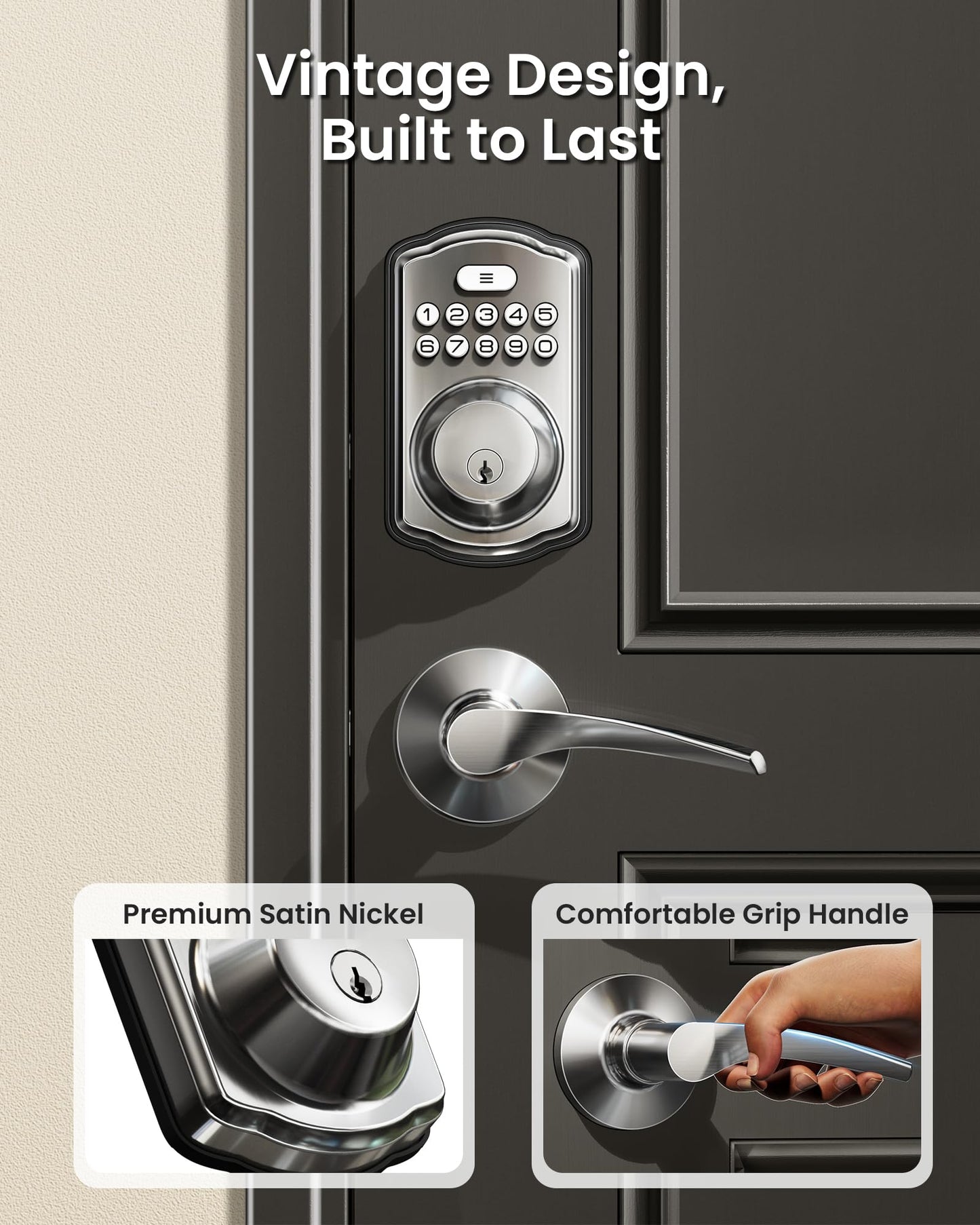 Veise Keyless Entry Door Lock with 2 Lever Handles - Electronic Keypad Deadbolt, Easy Installation Digital Smart Front Door Lock Set, Satin Nickel 🍁 All In One Marketplace Canada