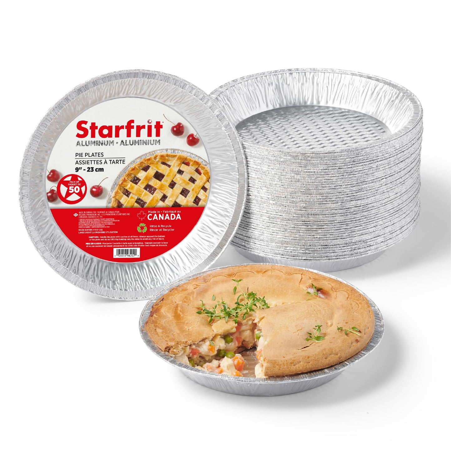 Starfrit 50-Pack Aluminum Pie Plates, 9", Disposable, Oven & Freezer Safe 🍁 All In One Marketplace Canada