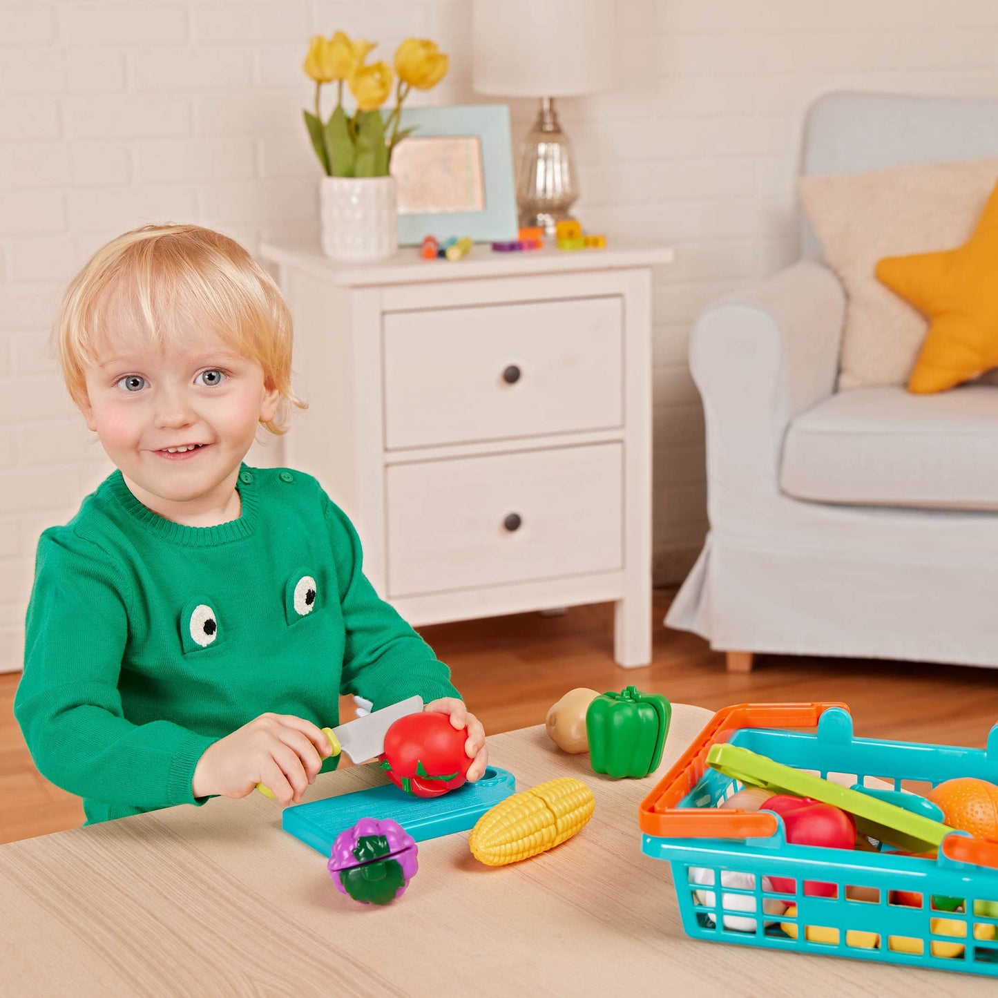 Battat Play Food Farmers Market Produce Basket, 37-Piece Green Set, Playset 🍁 All In One Marketplace Canada