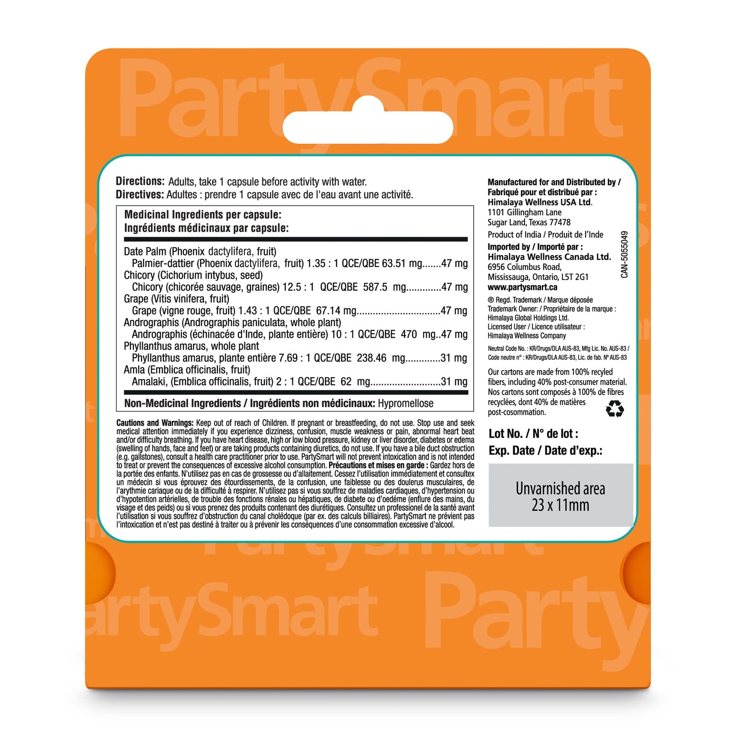Himalaya PartySmart, 12 Vegetarian Capsules, Provides Antioxidants, Non-GMO, Plant-based, 250 mg, 1 Pack 🍁 All In One Marketplace Canada