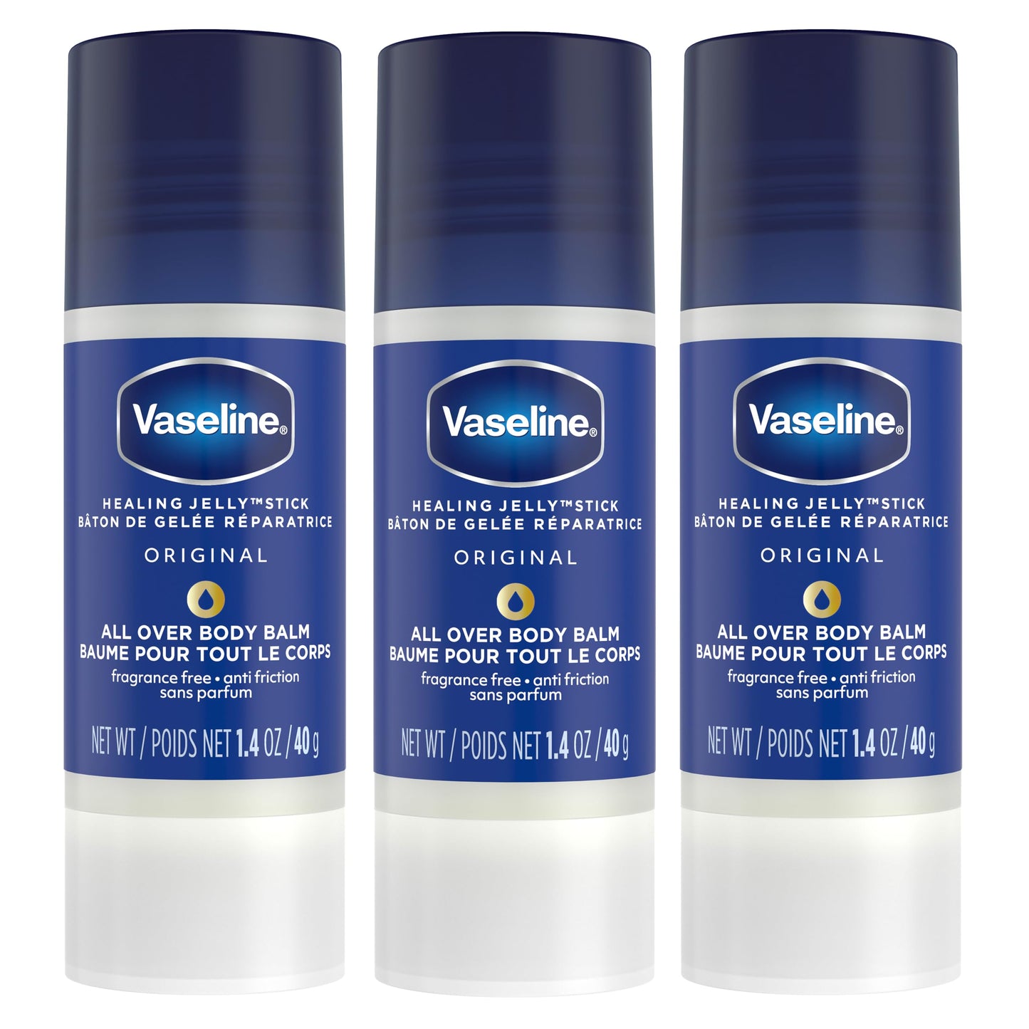 Vaseline All Over Jelly Balm Stick Healing Jelly Skin Care Unscented 40g (Pack of 3) 🍁 All In One Marketplace Canada