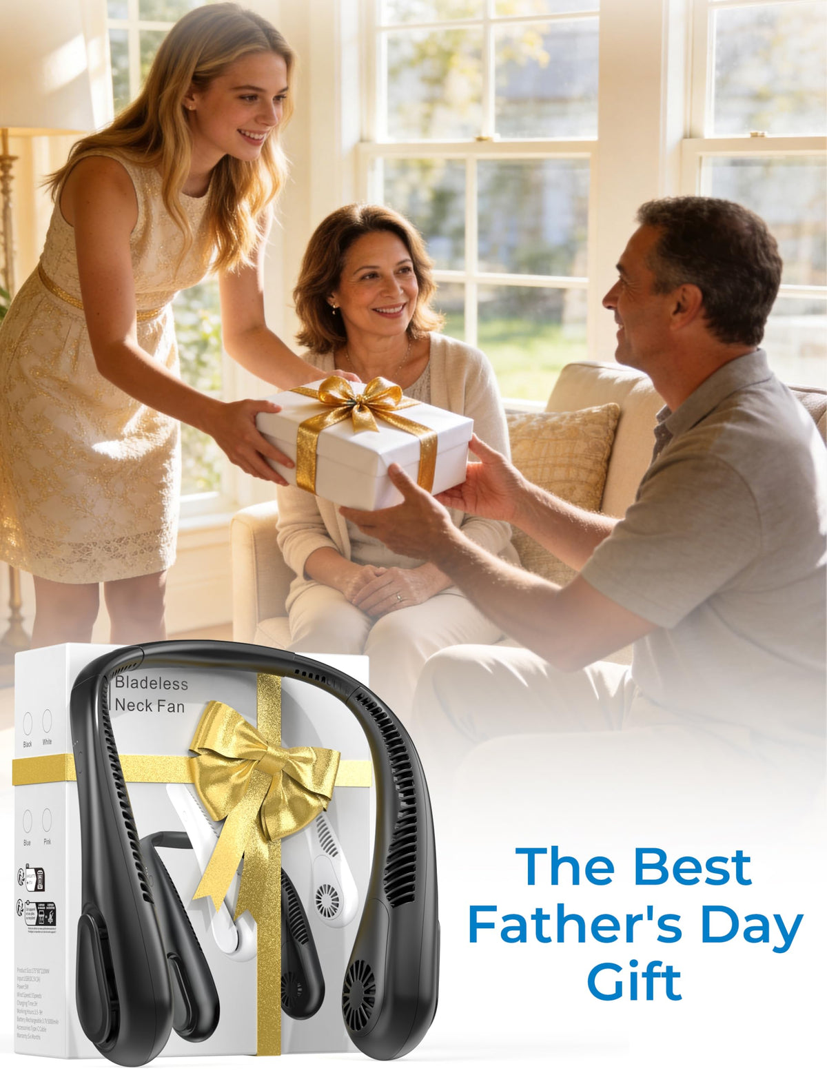 AMACOOL Bladeless Neck Fan Portable Personal Fan 5000mAh Rechargeable Battery Operated Wearable Fan for Women Men Outdoor Sport Travel Patio Garden Work Home Kitchen 🍁 All In One Marketplace Canada