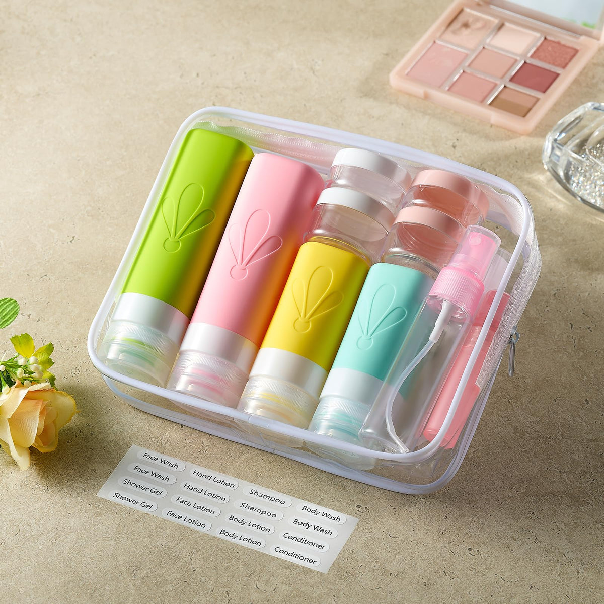 INSFIT 17 Pack Travel Bottles for Toiletries, TSA Approved 90ml 60ml Travel Size Toiletries, BPA Free Leak Proof Squeezable Silicone Tubes Travel Essentials for Shampoo Conditioner Lotion Soap 🍁 All In One Marketplace Canada