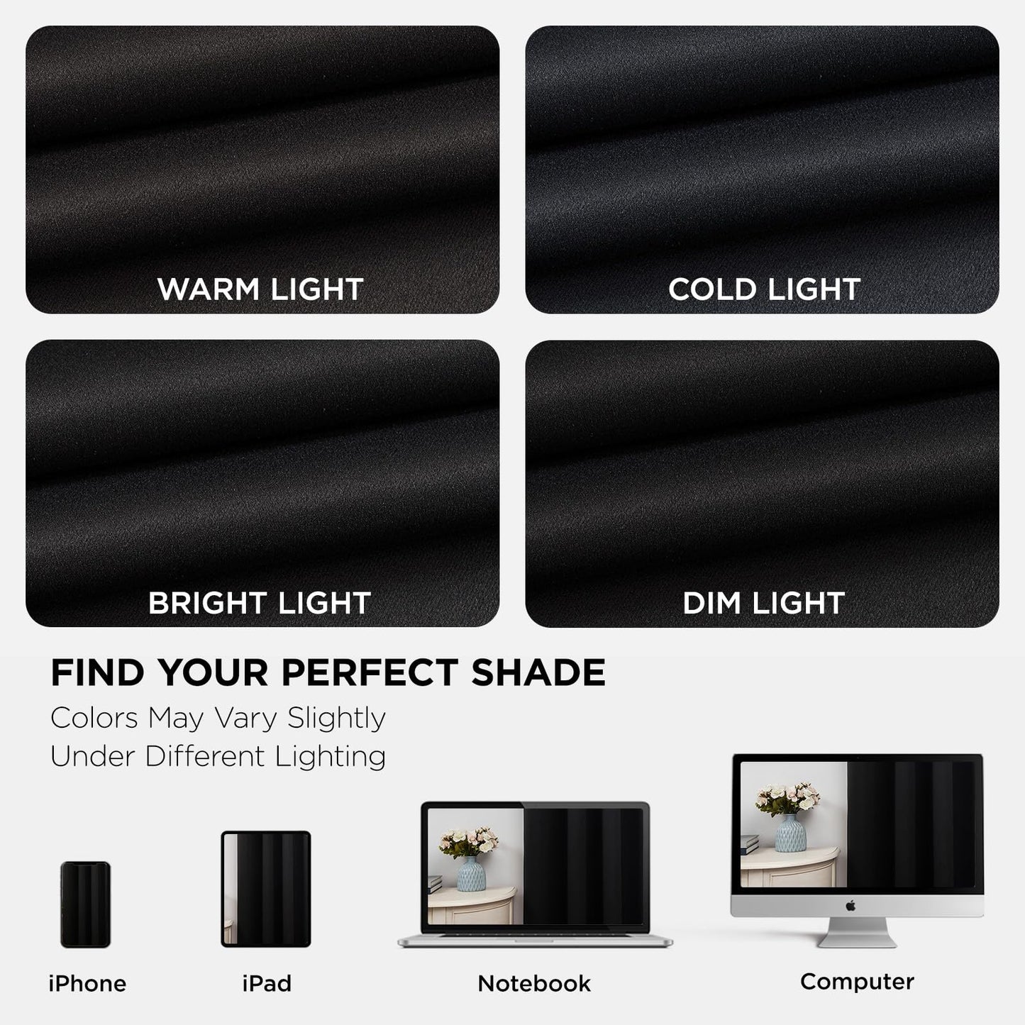 Joydeco Blackout Curtains 84 Inch Length 2 Panels Set, Thermal Insulated Long Curtains& Drapes 2 Burg, Room Darkening Grommet Drapes for Living Room Bedroom Window (W52 x L84 Inch, Black) 🍁 All In One Marketplace Canada