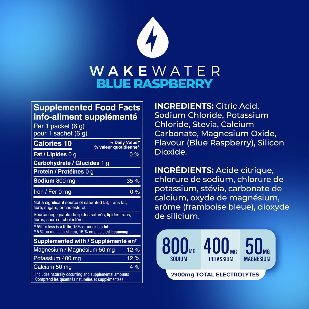 Wake Water Sugar Free Electrolyte Packets, Hydration Powder, Keto & Paleo Friendly Electrolyte Drink Mix, Fasting Hydration Packs, Travel Essentials, Pack of 10 (6g Each) (6 g (Pack of 10), Blue Raspberry) 🍁 All In One Marketplace Canada