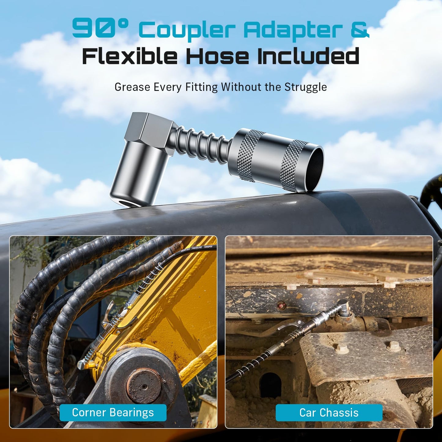 Seesii 8000PSI Grease Gun Kit: Heavy Duty Pistol Grip Grease Gun with 14oz Capacity, Quick-Release Coupler, 90° Adapter, Flexible Hose, Rigid Pipe for Automotive, Agricultural, Industrial, Farm, Car 🍁 All In One Marketplace Canada