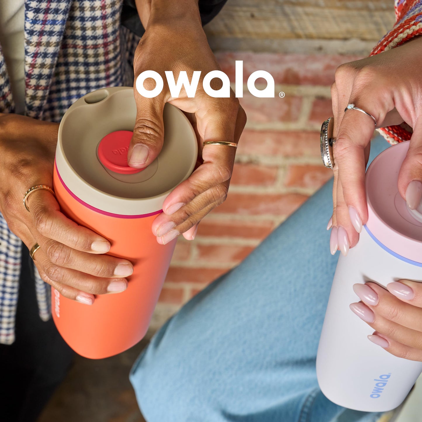 Owala SmoothSip Slider Insulated Stainless Steel Coffee Tumbler, Reusable Iced Coffee Cup, Hot Coffee Travel Mug, BPA Free 20 oz, Cozy Cocoa 🍁 All In One Marketplace Canada