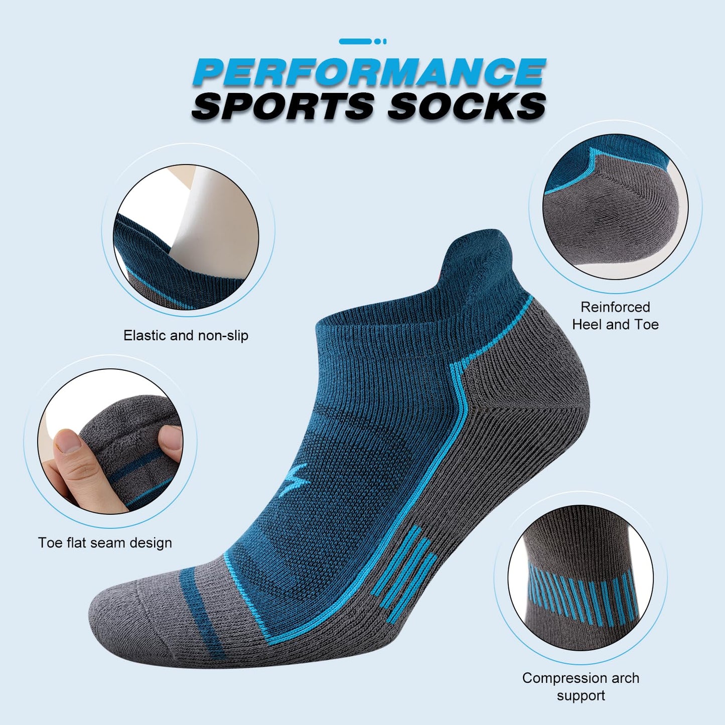 Cirorld Mens Ankle Running Socks, Athletic Cushioned Low Cut Moisture Wicking Cotton Short Sports Socks, 6 Pairs 🍁 All In One Marketplace Canada