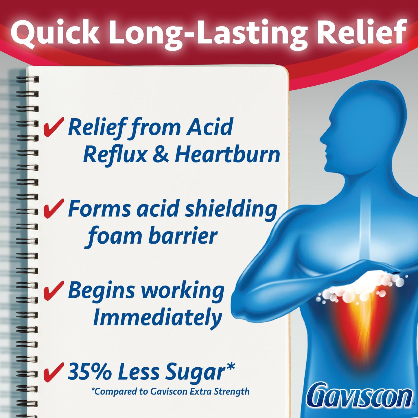 Gaviscon Extra Strength Flavour Burst Tablets - 120 Count - Chewable Foaming Antacid Tablets for Day and Night Heartburn Relief, Acid Reflux and GERD Relief, Fruit Blast - Free of Aluminum, Lactose and Gluten 🍁 All In One Marketplace Canada