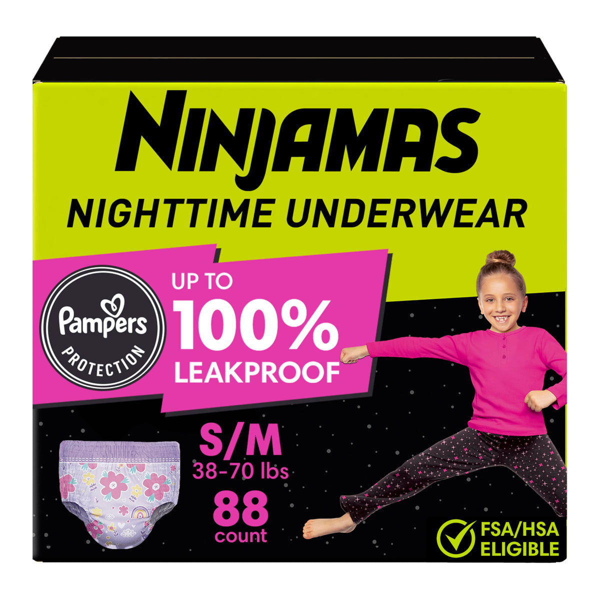 Pampers Ninjamas Nighttime Bedwetting Underwear Girl, Size 7, 88 Count, Disposable Nighttime Underwear 🍁 All In One Marketplace Canada