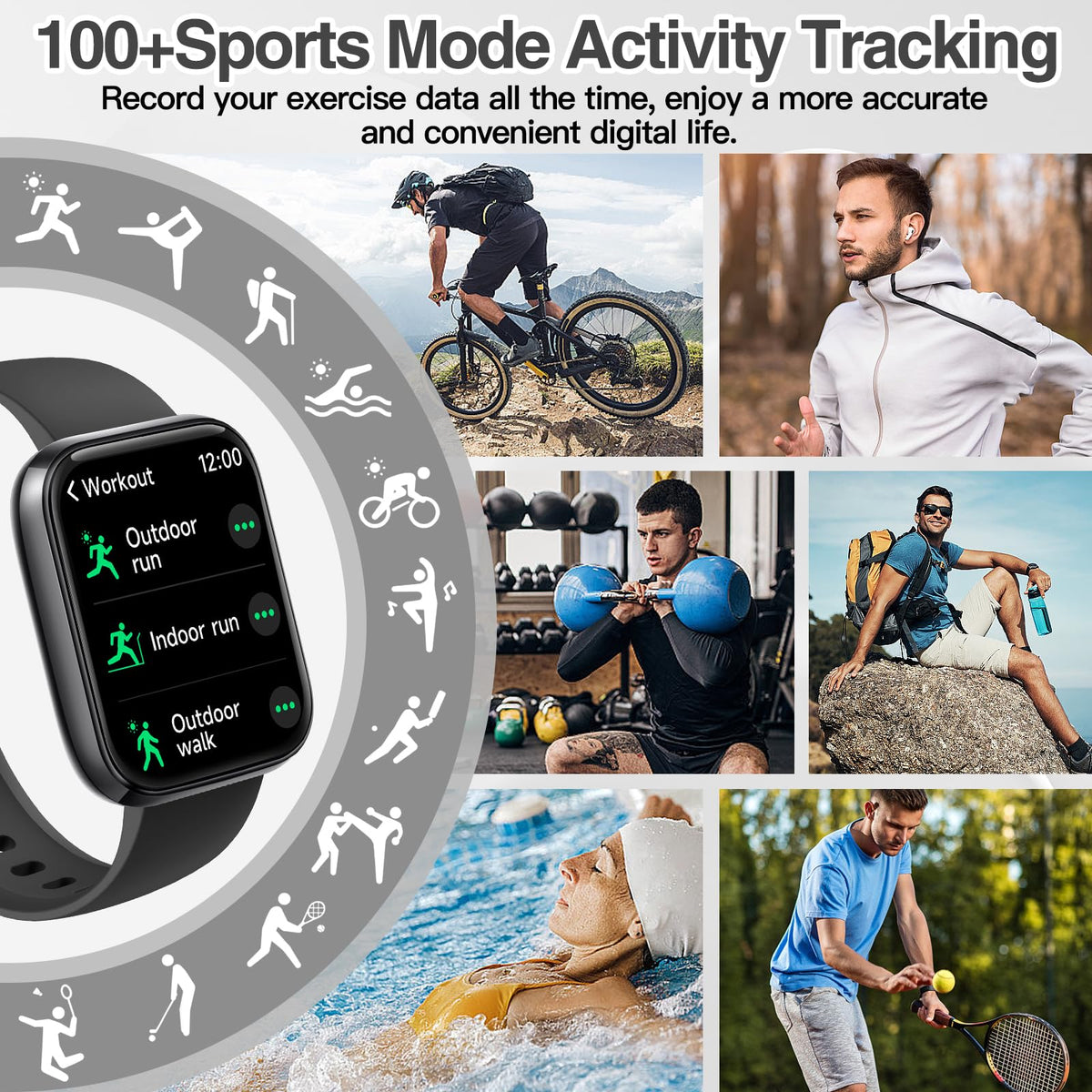 Smart Watch for Men Women with Bluetooth Call,Alexa Built-in Smartwatch,1.83"DIY Dial Fitness Watch with Sleep Heart Rate SpO2 Monitor,100+ Sport Mode,IP68 Waterproof Watch Compatible with Android iOS 🍁 All In One Marketplace Canada