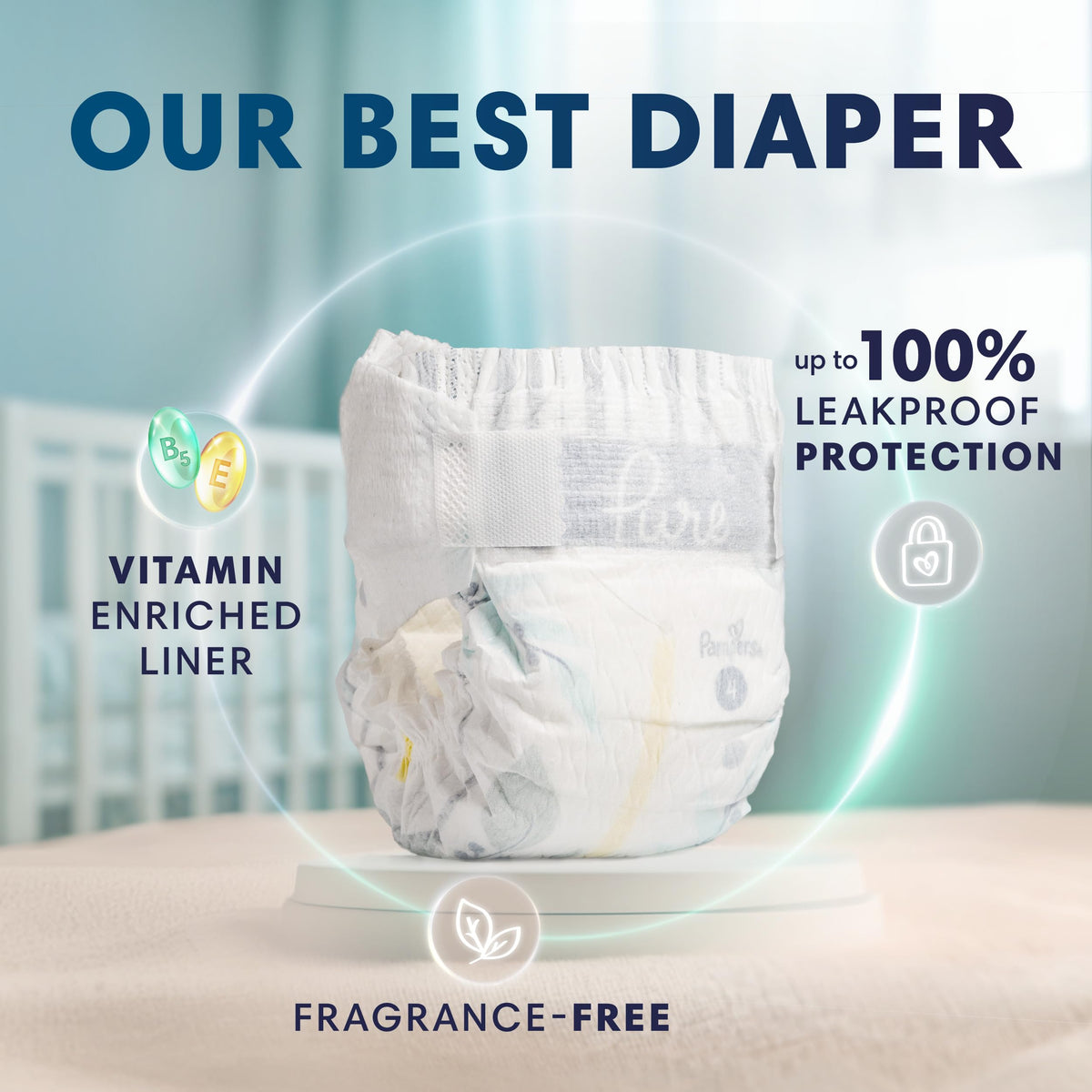 Pampers Pure Baby Diapers, Size 1 (8-14 lbs), 198, Up to 100% Leakproof, Premium Hypoallergenic Soft Diapers 🍁 All In One Marketplace Canada