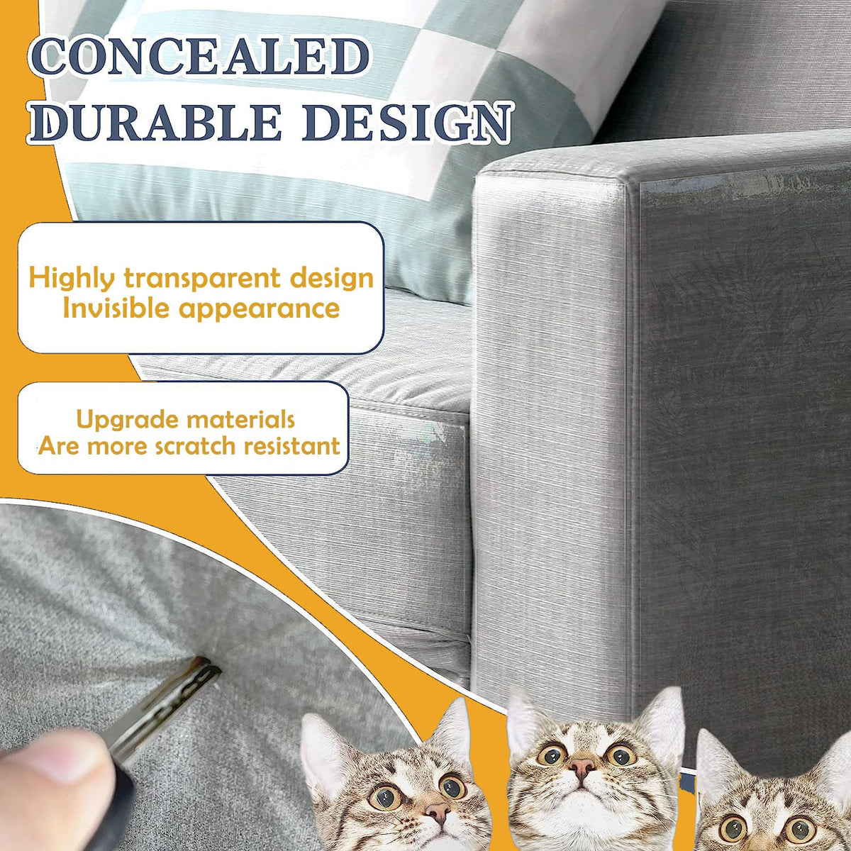 Cat Scratch Protector 11.8" x 118" Self-Adhesive Single Side Furniture Protectors from Cats Scratch, Cat Couch Scratch Protector, Transparent DIY Cutting Anti Scratch Furniture Protector 🍁 All In One Marketplace Canada
