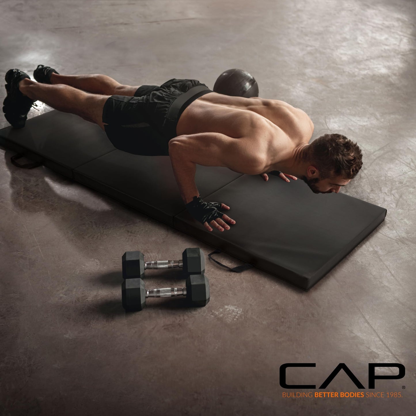 CAP Barbell Folding Exercise Mat – Durable, Anti-Tear, Thick Padding for Fitness, Aerobics, Gymnastics & Home Workouts. 72"L x 24"W x 2"Thick. BLACK 🍁 All In One Marketplace Canada