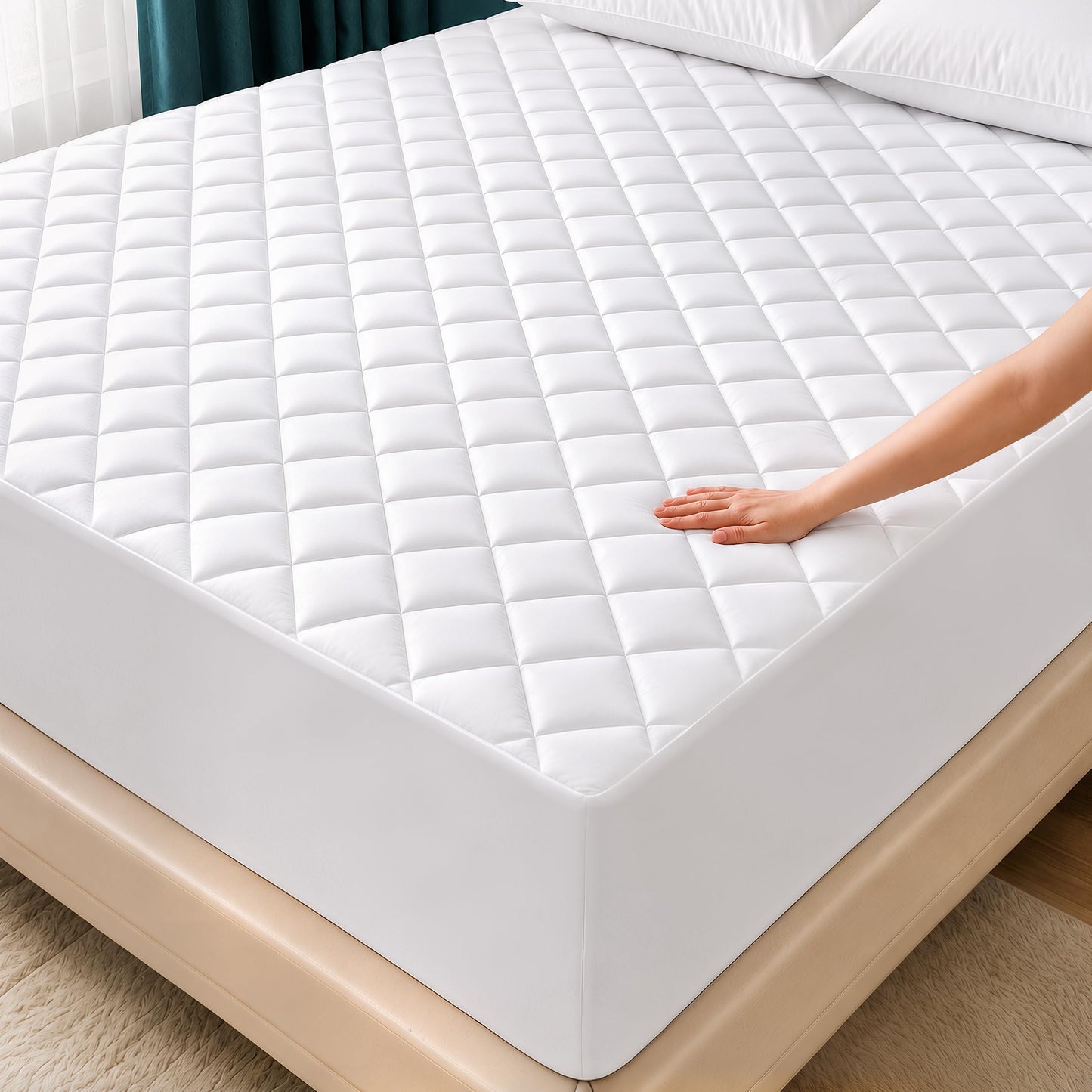 Utopia Bedding Quilted Fitted Mattress Pad, Queen Size, Elastic Fitted Mattress Topper Protector and Cover Stretches up to 16 Inches Deep, Machine Washable (White) 🍁 All In One Marketplace Canada