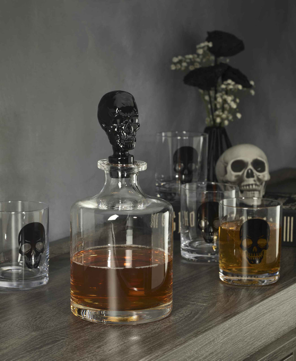 Oneida Vintro Halloween Skeleton 5-Piece Whiskey Glass Set